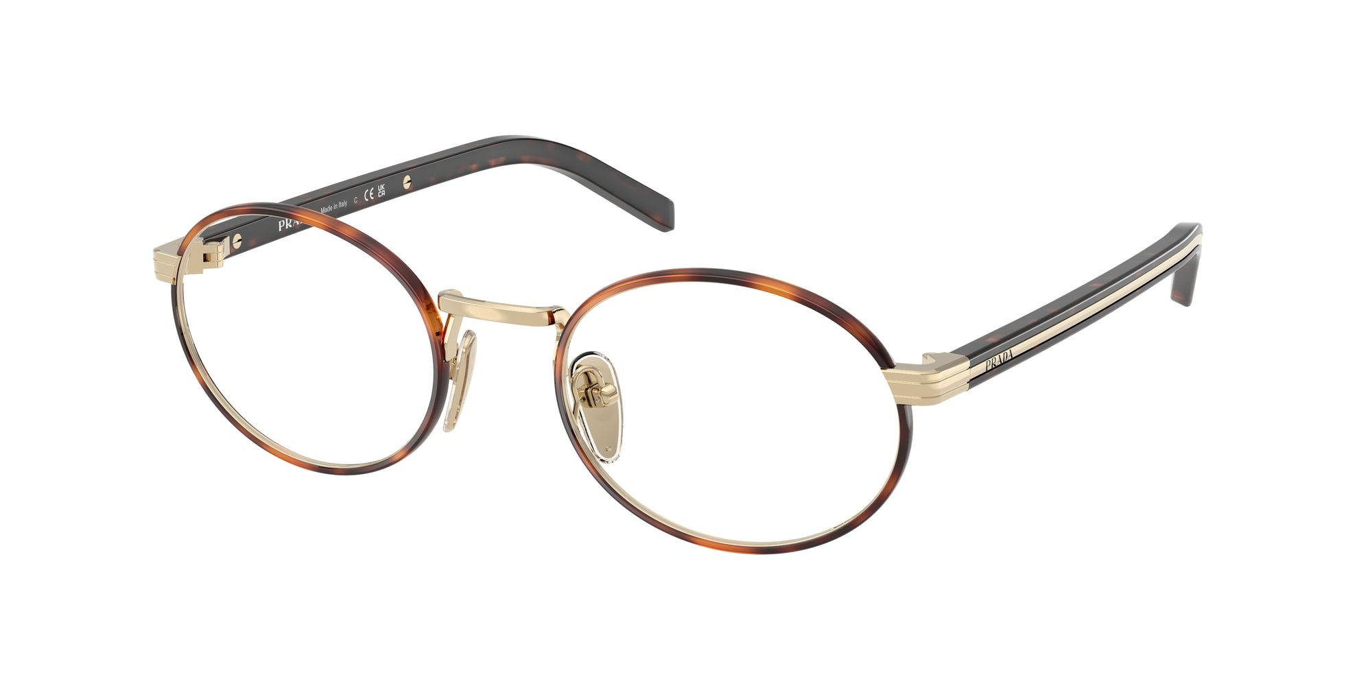 Prada Donna Prada PR B55V 21E1O1 Montature da vista Metallo Havana Trasparente Rotonda Normale Prada Donna Prada PR B55V 21E1O1 Montature da vista Metallo Havana Trasparente Rotonda Normale