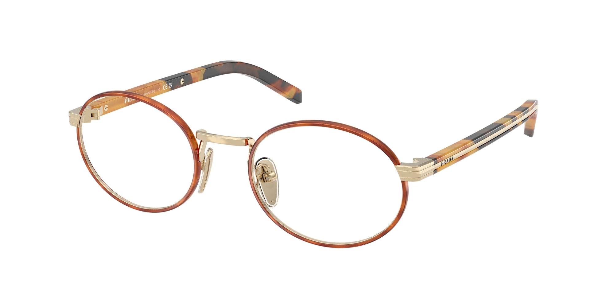 Prada Donna Prada PR B55V 22E1O1 Montature da vista Metallo Havana Rotonda Normale