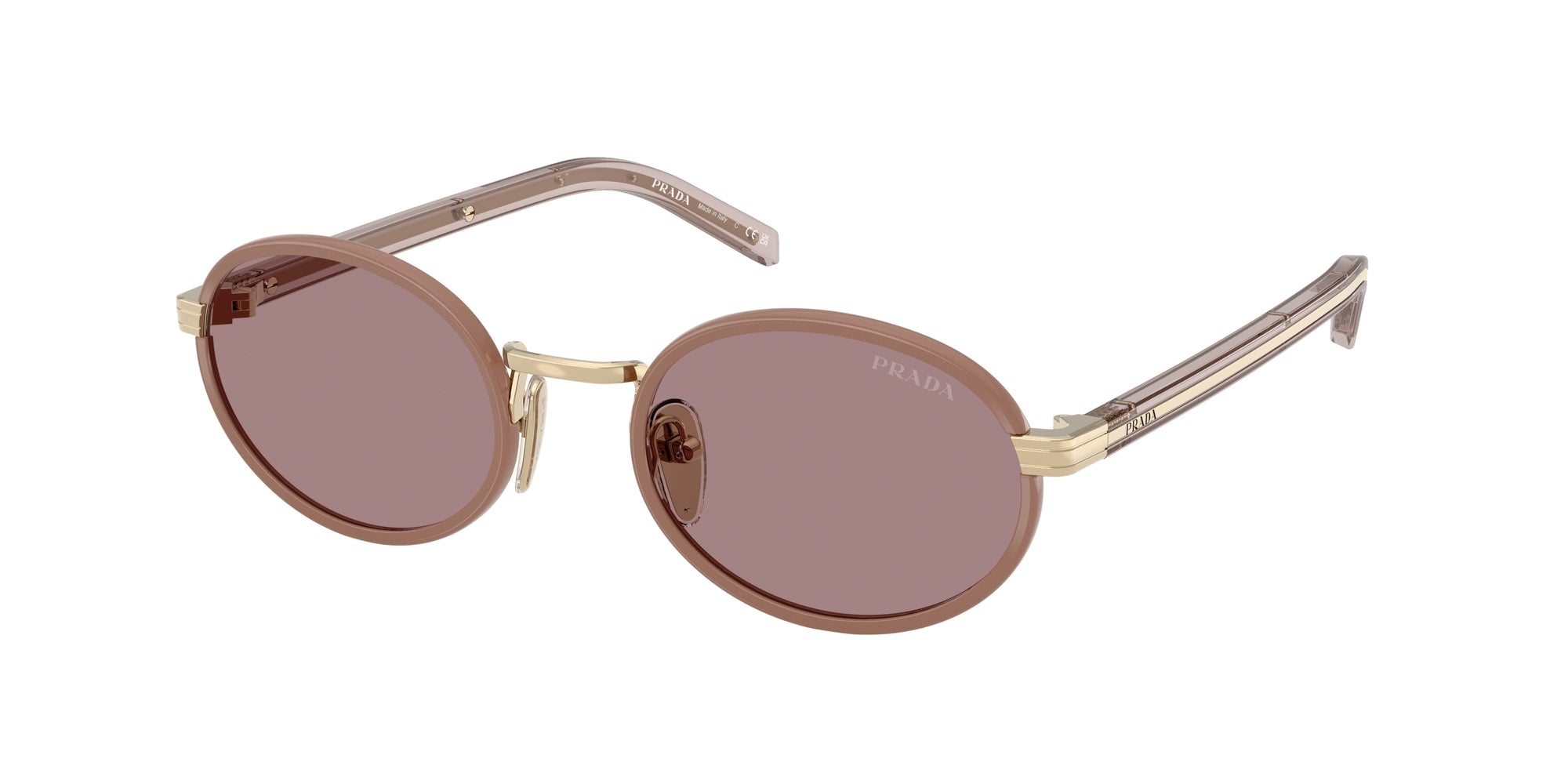 Prada Donna Prada PR B56S 24E20I Occhiali da sole Acciaio Marrone Marrone Rotonda Normale