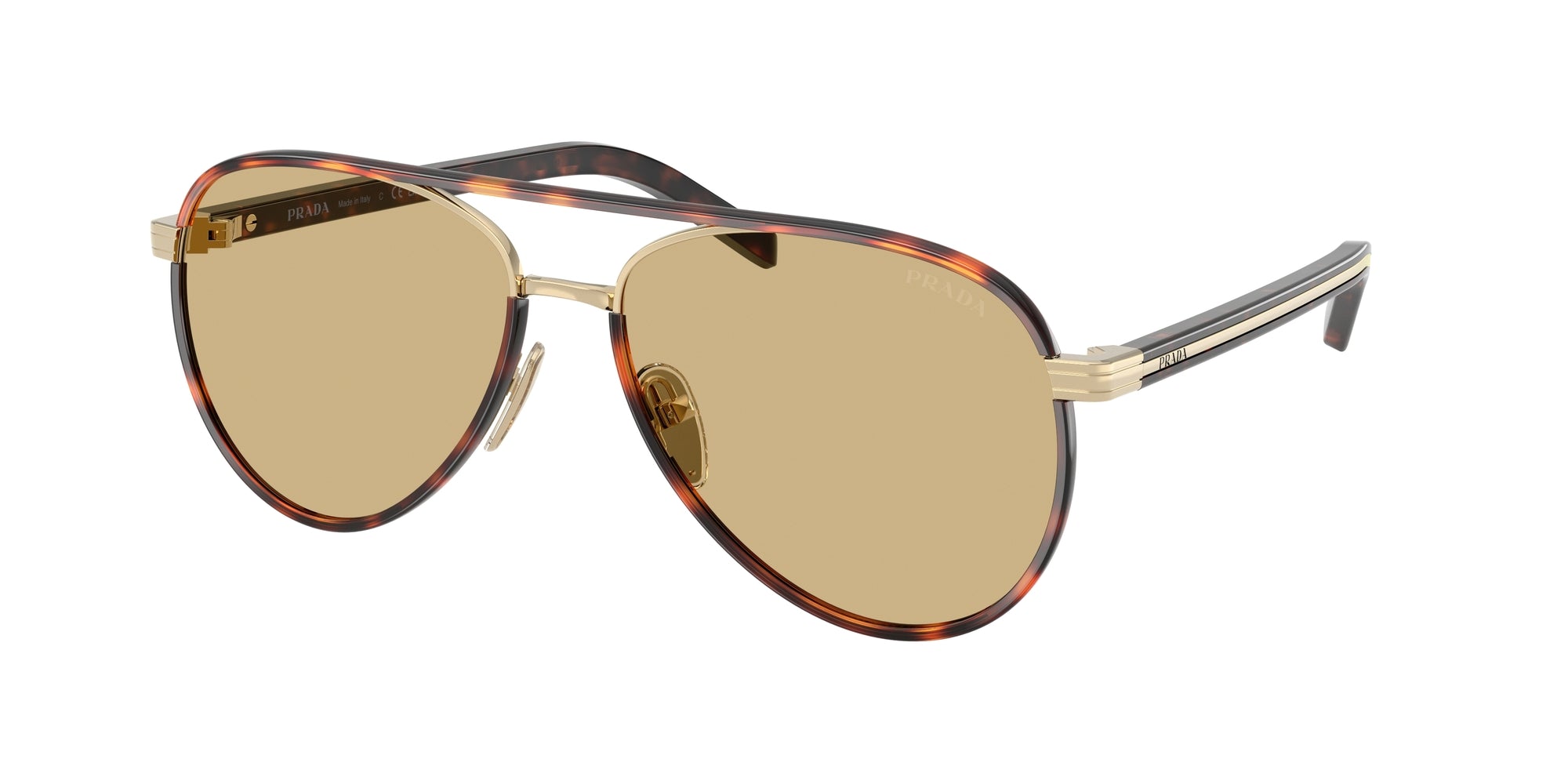 Prada Donna Prada PR B57S 21E10R Occhiali da sole Acciaio Oro Giallo Pilot Normale