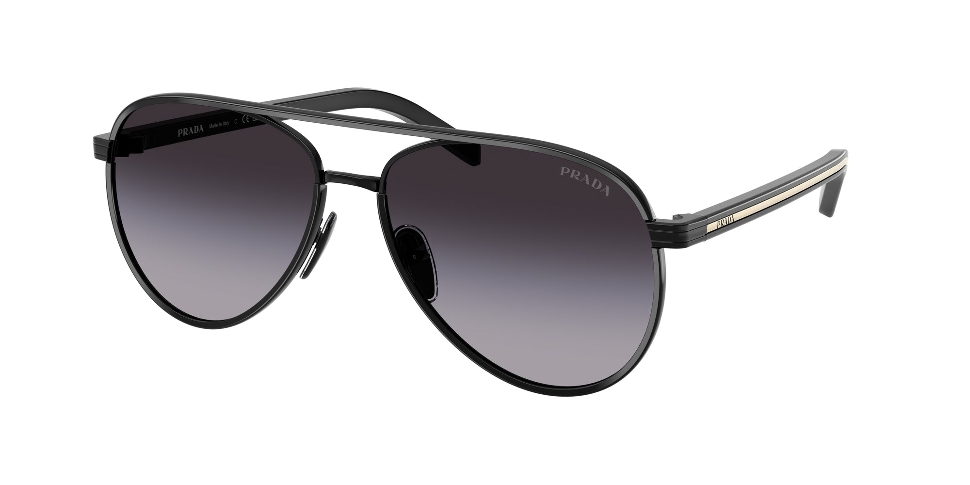 Prada Donna Prada PR B57S AAV90A Occhiali da sole Acciaio Nero Grigio Pilot Normale Sfumato
