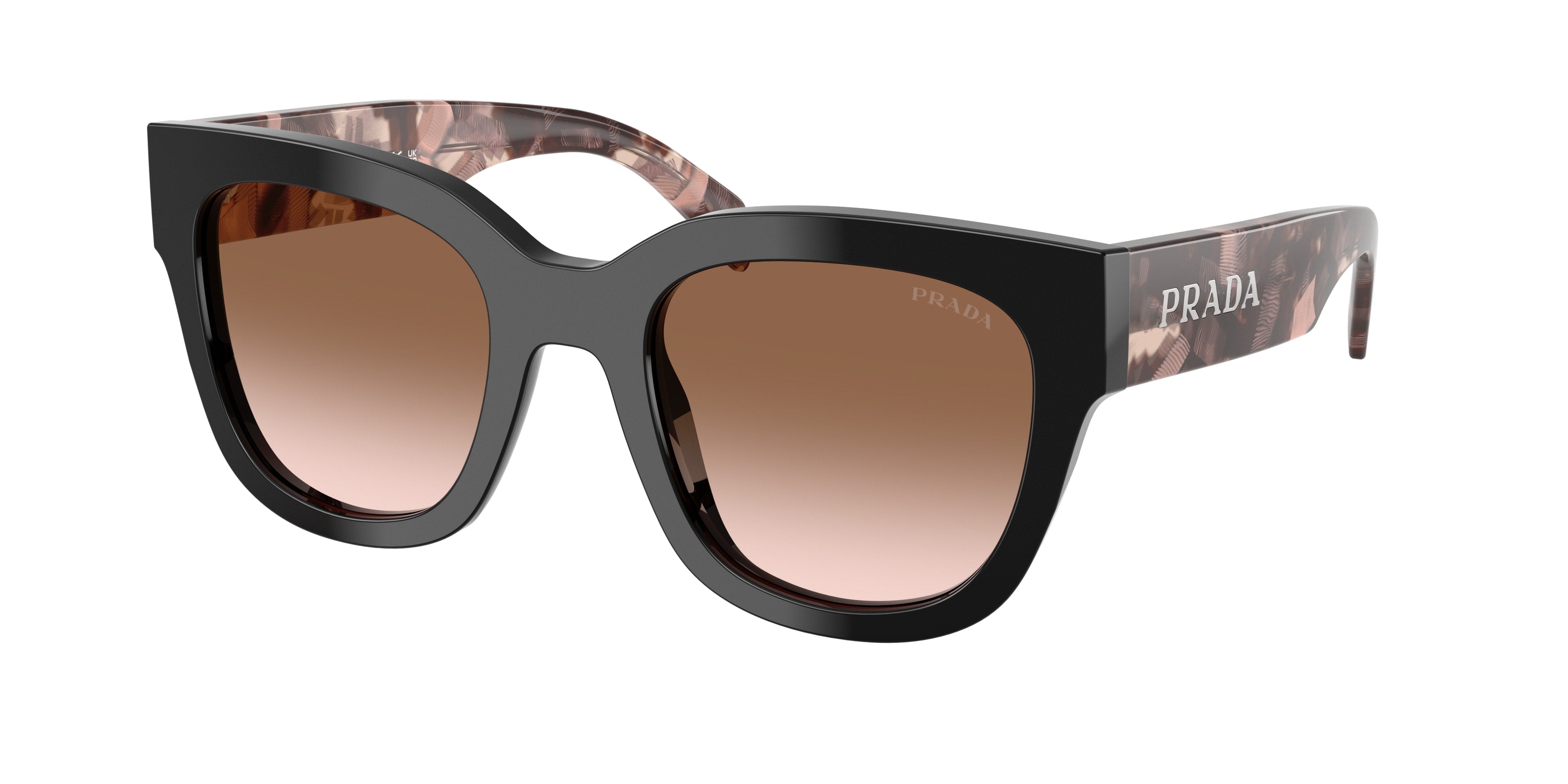 Prada Donna Prada PR C04S 28F90P Occhiali da sole Acetato Nero Marrone Squadrata Normale Sfumato