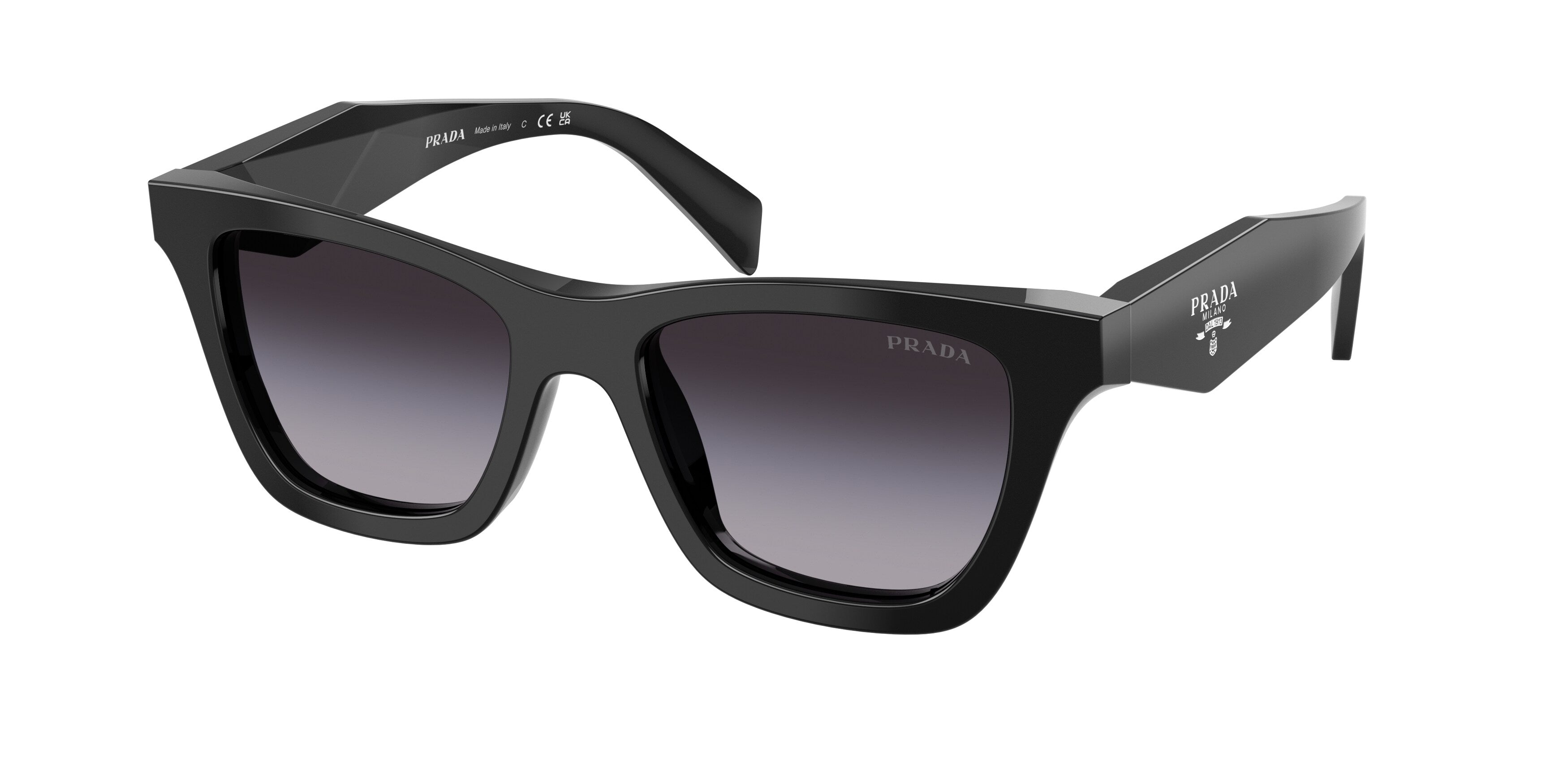Prada Donna Prada PR C07S 16K90A Occhiali da sole Acetato Nero Grigio Farfalla Normale Sfumato