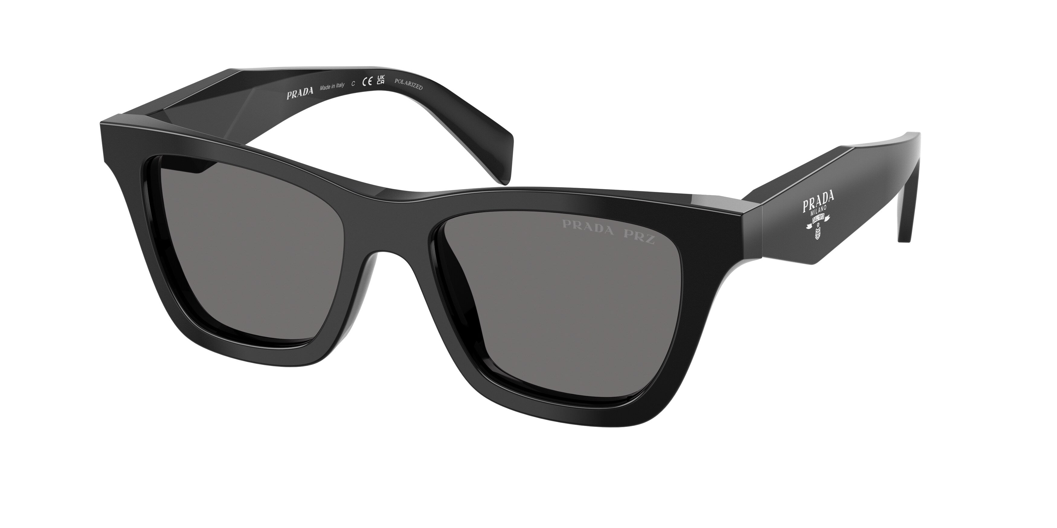 Prada Donna Prada PR C07S 16K90T Occhiali da sole Acetato Nero Grigio Farfalla Polarizzata Prada Donna Prada PR C07S 16K90T Occhiali da sole Acetato Nero Grigio Farfalla Polarizzata