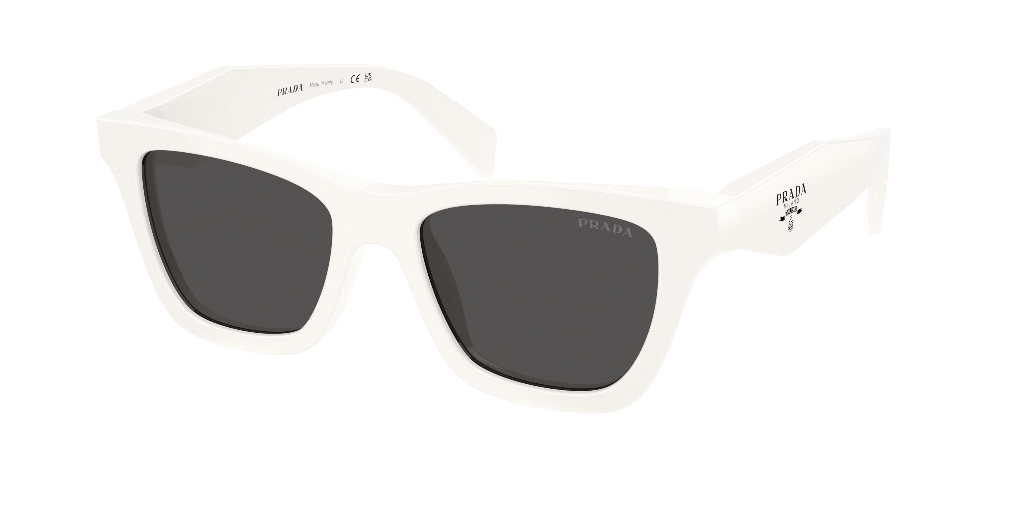 Prada Donna Prada PR C07S 17K08Z Occhiali da sole Acetato Bianco Grigio Farfalla Normale