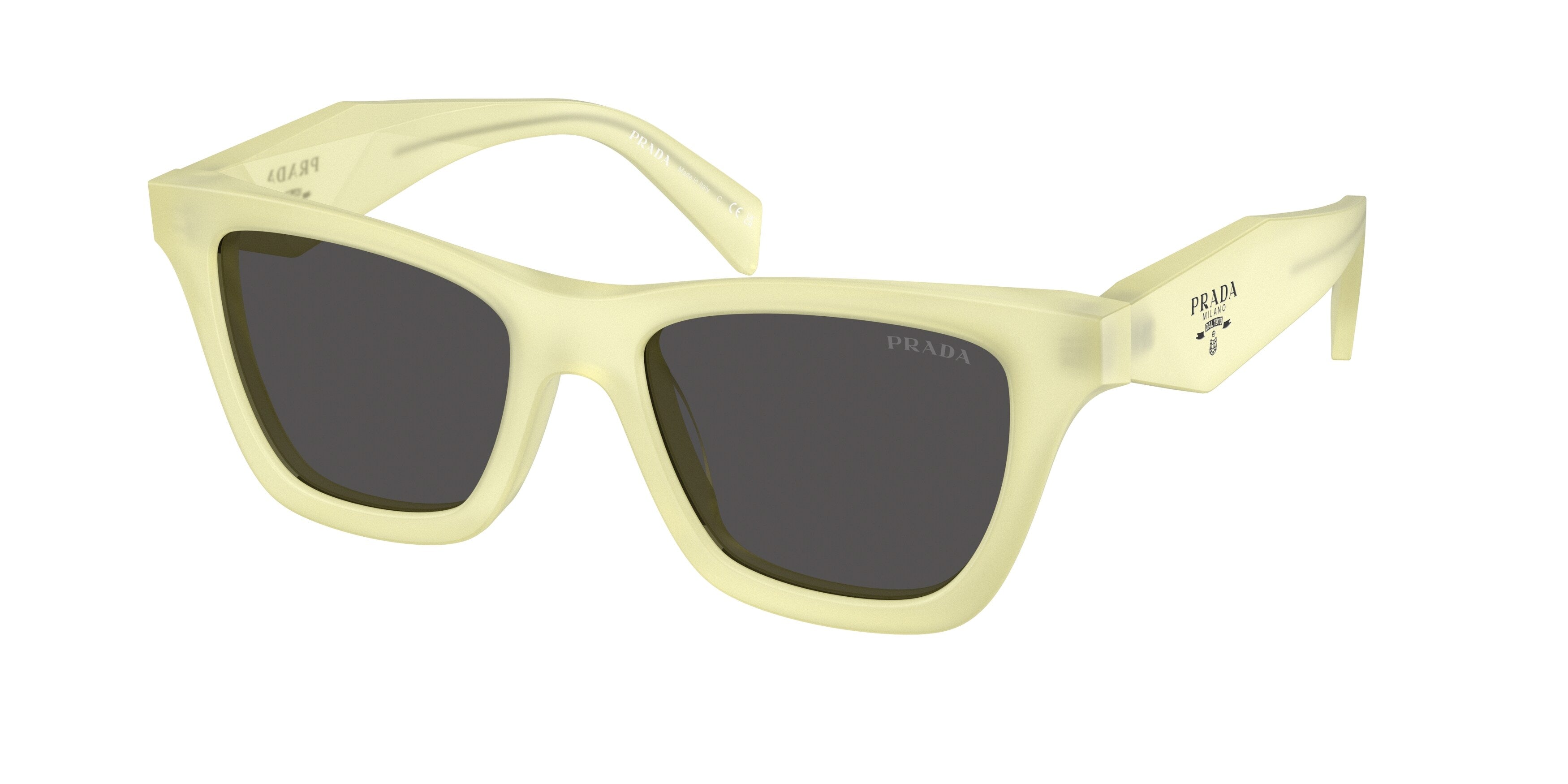 Prada Donna Prada PR C07S 21G08Z Occhiali da sole Acetato Giallo Grigio Farfalla Normale Prada Donna Prada PR C07S 21G08Z Occhiali da sole Acetato Giallo Grigio Farfalla Normale