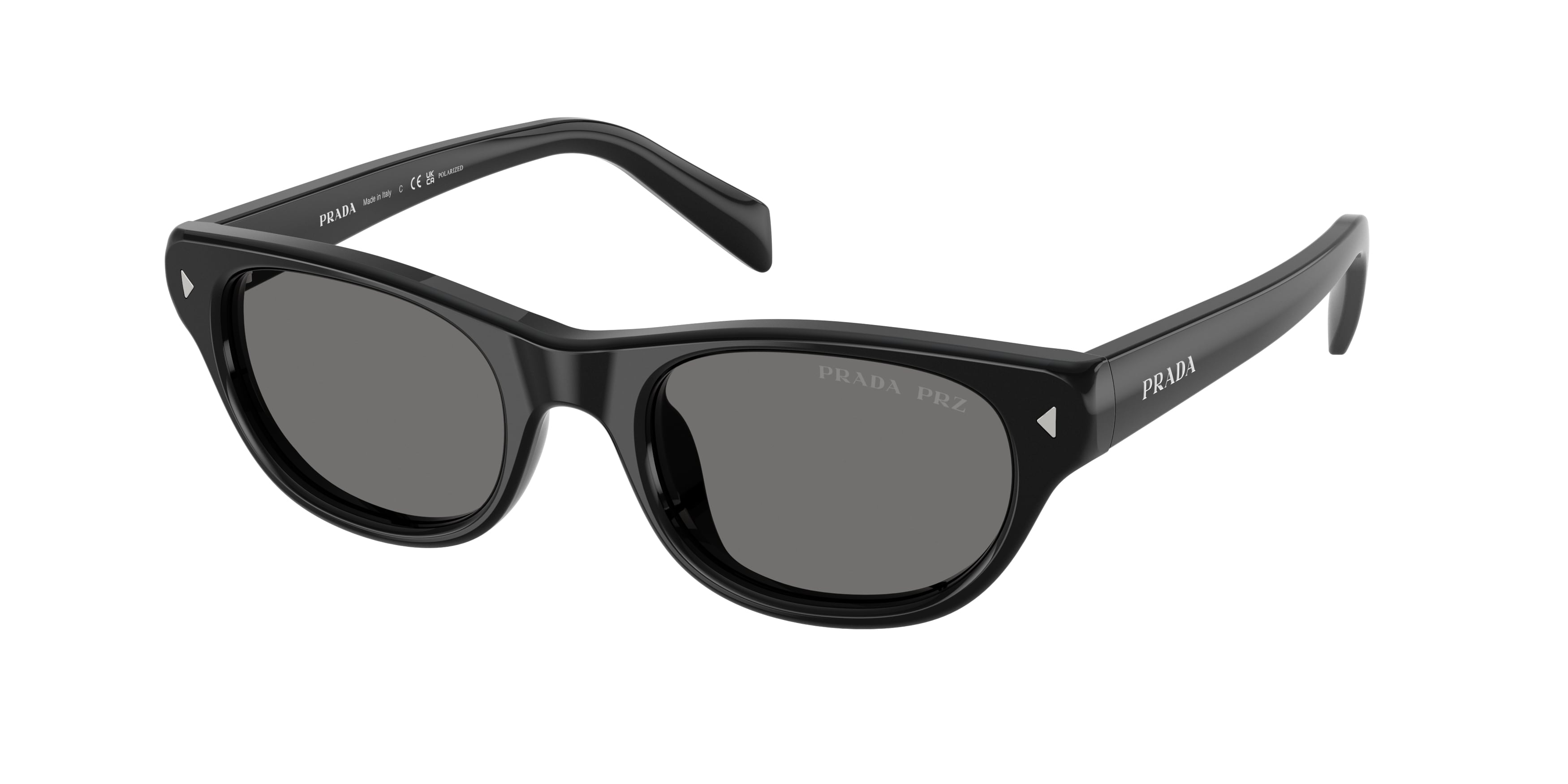 Prada Donna Prada PR C08S 16K90T Occhiali da sole Acetato Nero Grigio Cat Eye Polarizzata