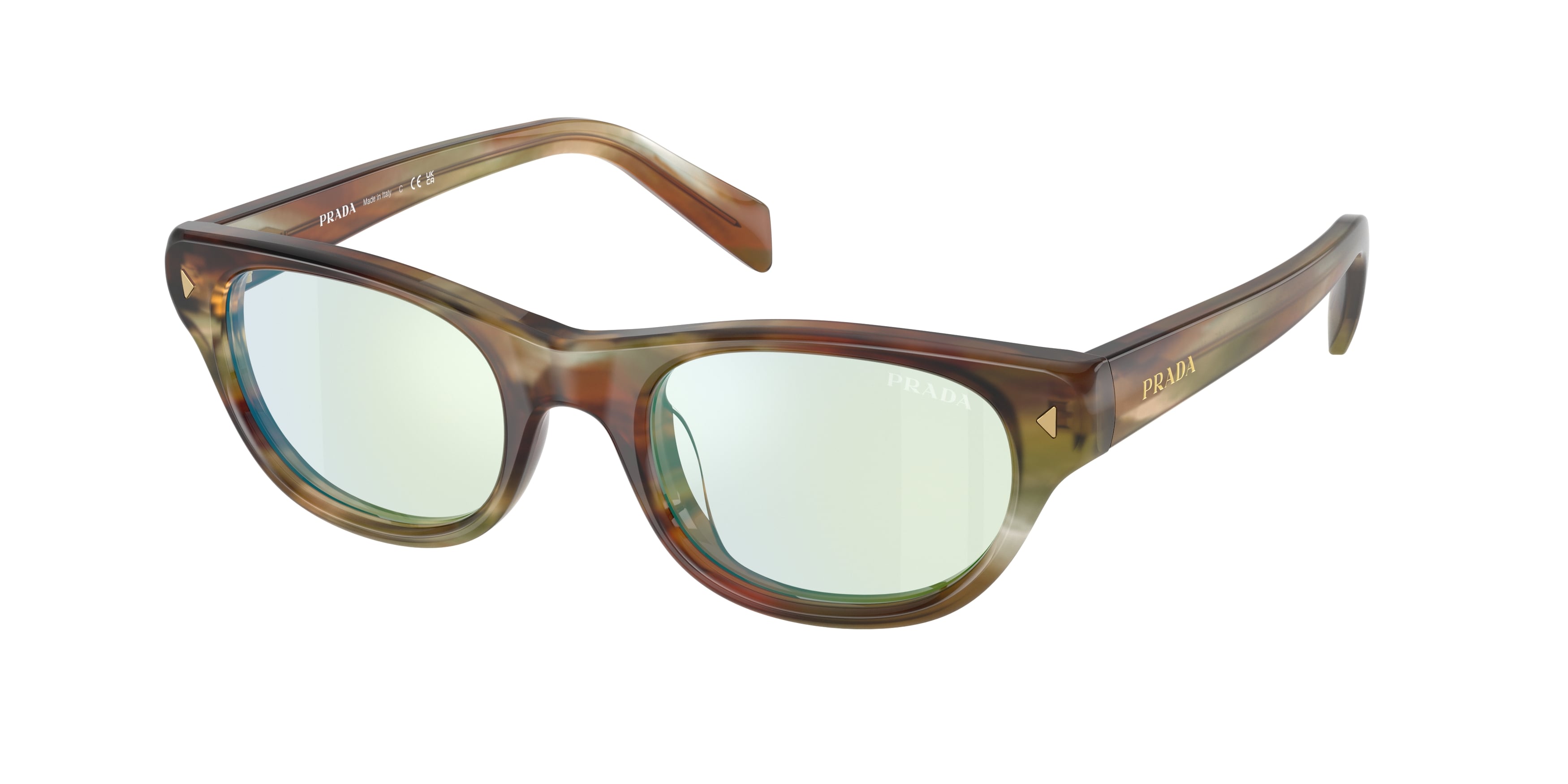 Prada Donna Prada PR C08S 27J20X Occhiali da sole Acetato Marrone Verde Cat Eye Normale Prada Donna Prada PR C08S 27J20X Occhiali da sole Acetato Marrone Verde Cat Eye Normale