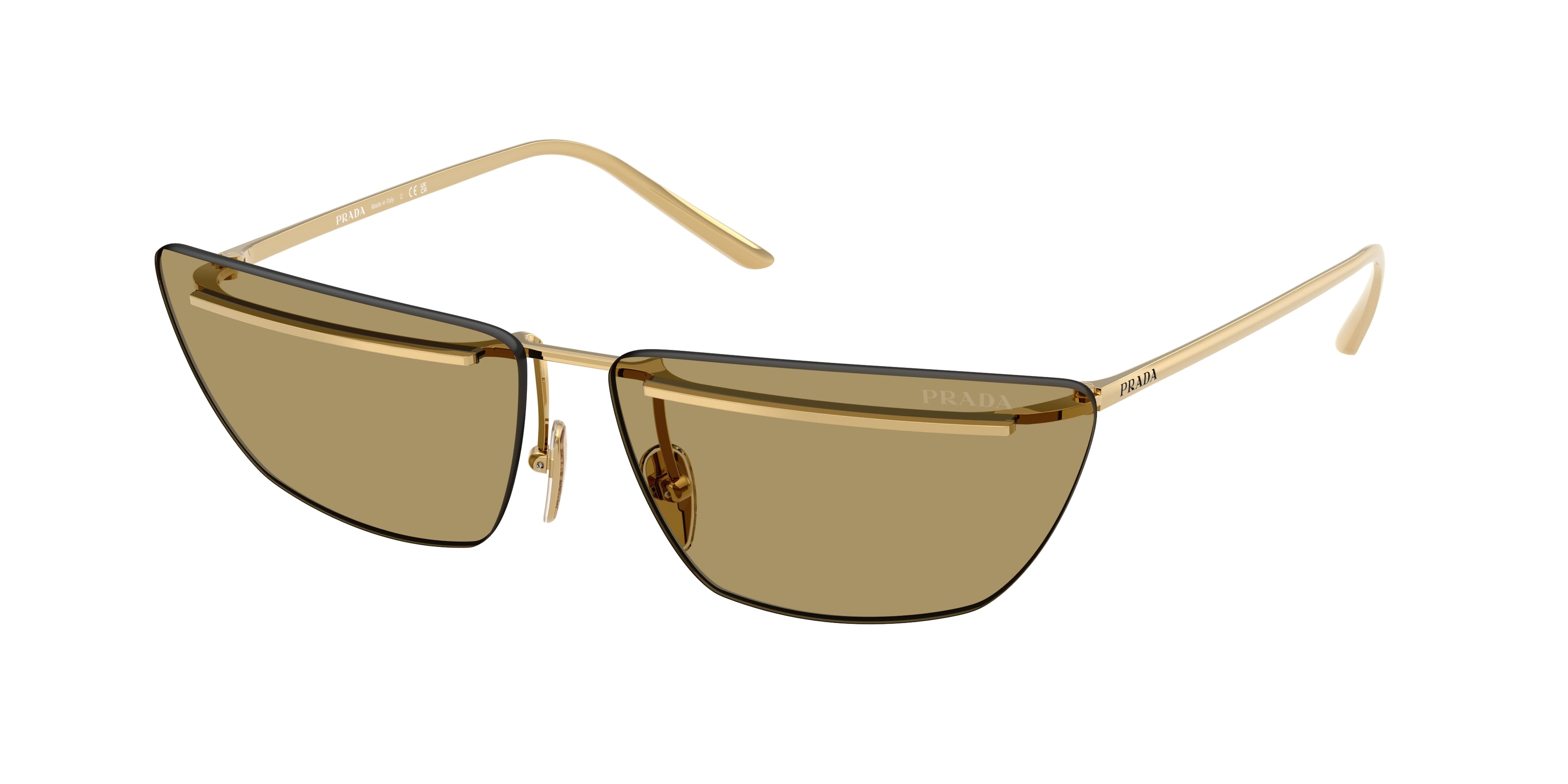 Prada Donna Prada PR C52S 5AK70G Occhiali da sole Metallo Oro Verde Farfalla Normale Prada Donna Prada PR C52S 5AK70G Occhiali da sole Metallo Oro Verde Farfalla Normale