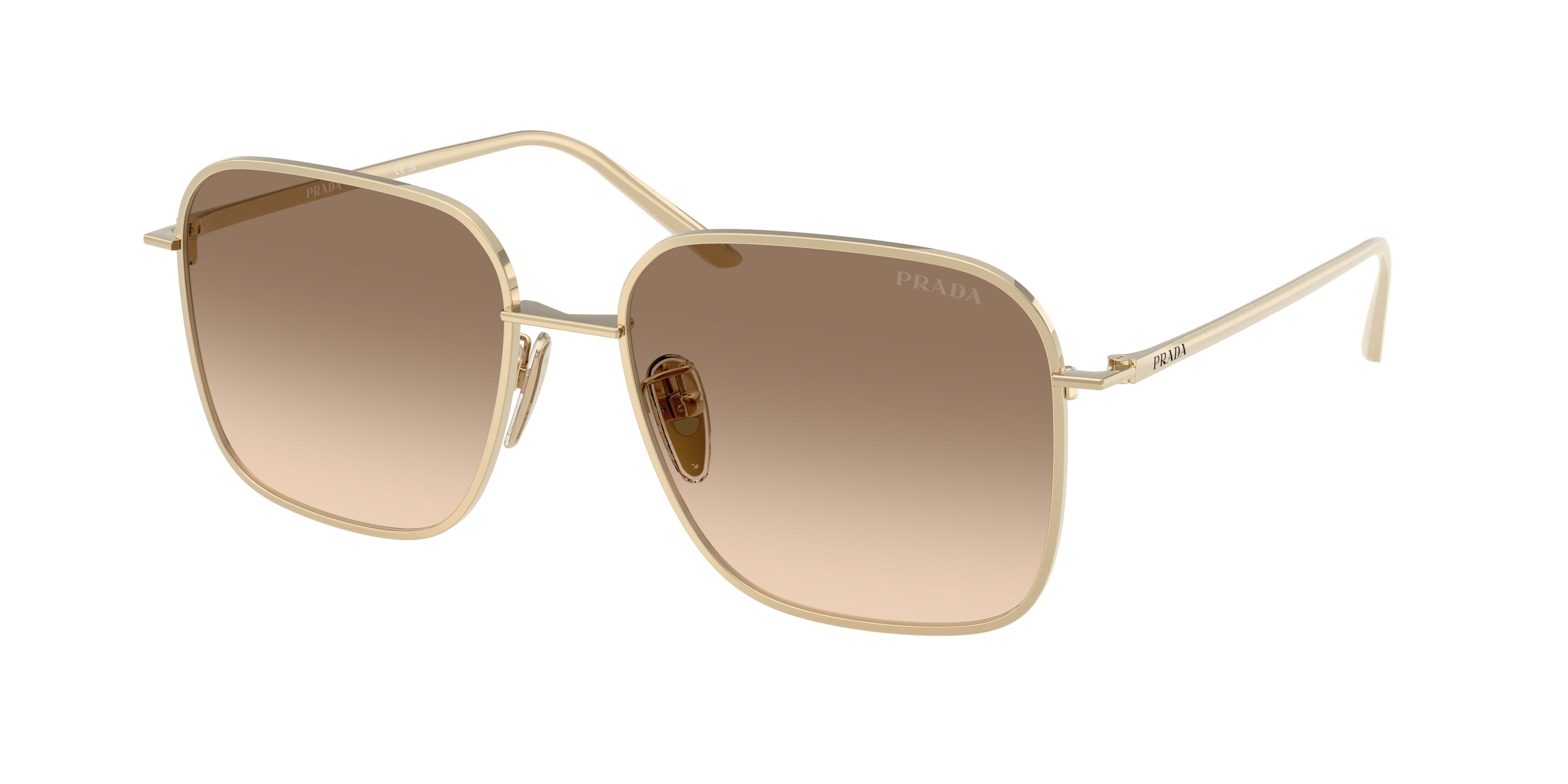 Prada Donna Prada PR C54SD ZVN50T Occhiali da sole Metallo Oro Marrone Squadrata Normale Sfumato Prada Donna Prada PR C54SD ZVN50T Occhiali da sole Metallo Oro Marrone Squadrata Normale Sfumato