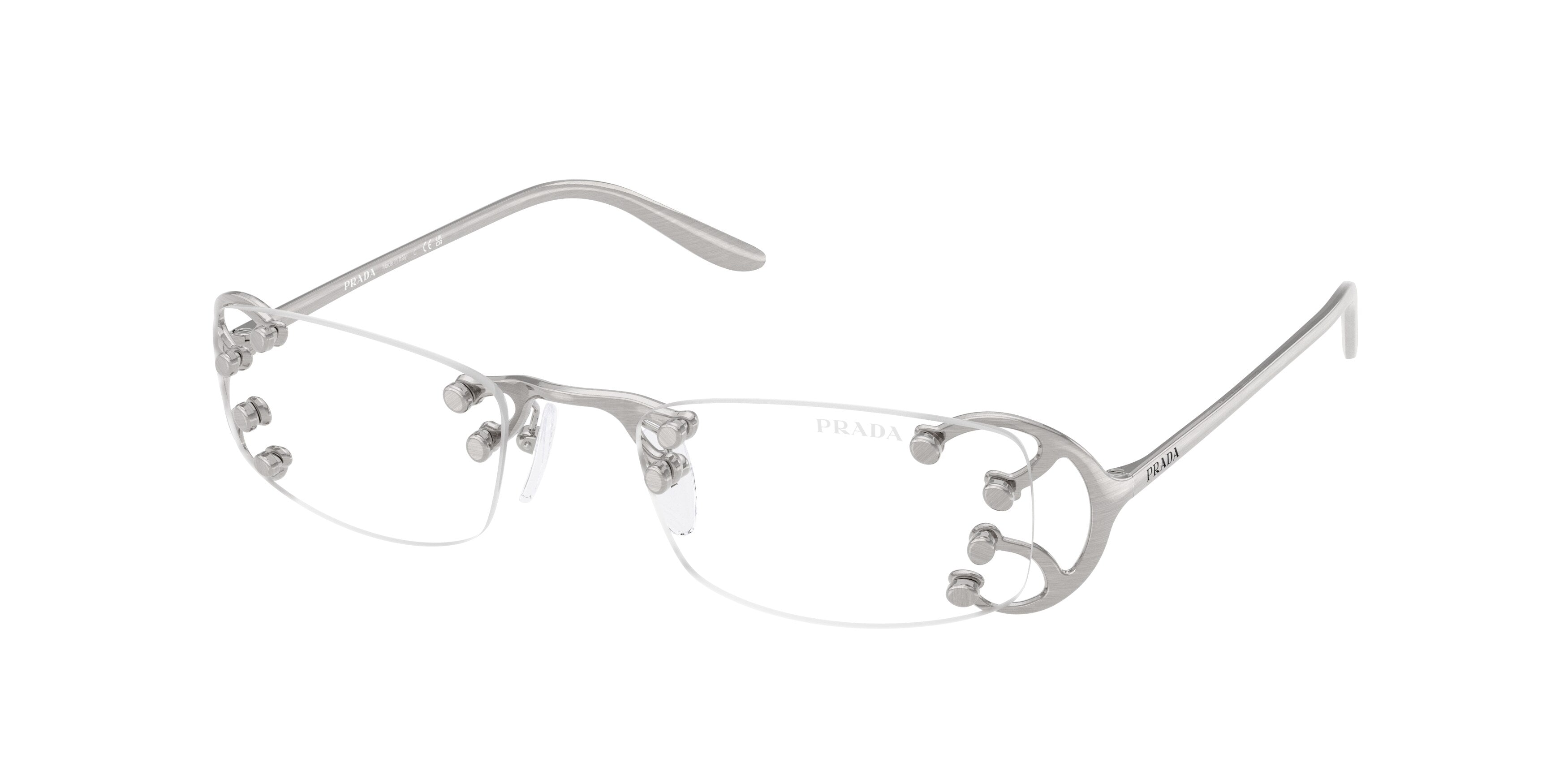 Prada Donna Prada PR C57S 28H08N Occhiali da sole Metallo Argento Trasparente Squadrata Normale Prada Donna Prada PR C57S 28H08N Occhiali da sole Metallo Argento Trasparente Squadrata Normale