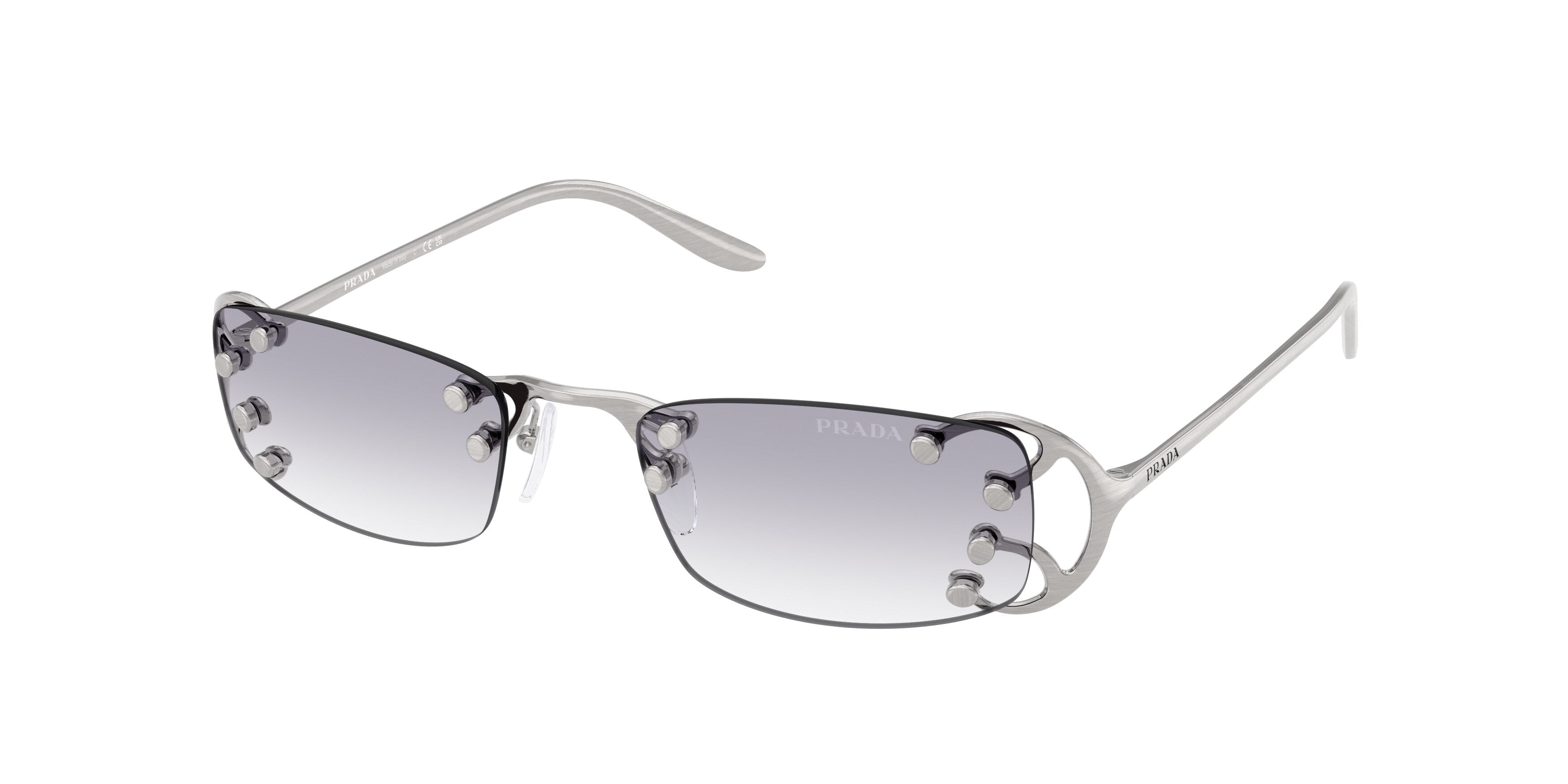 Prada Donna Prada PR C57S 28H40V Occhiali da sole Metallo Argento Grigio Squadrata Normale Sfumato