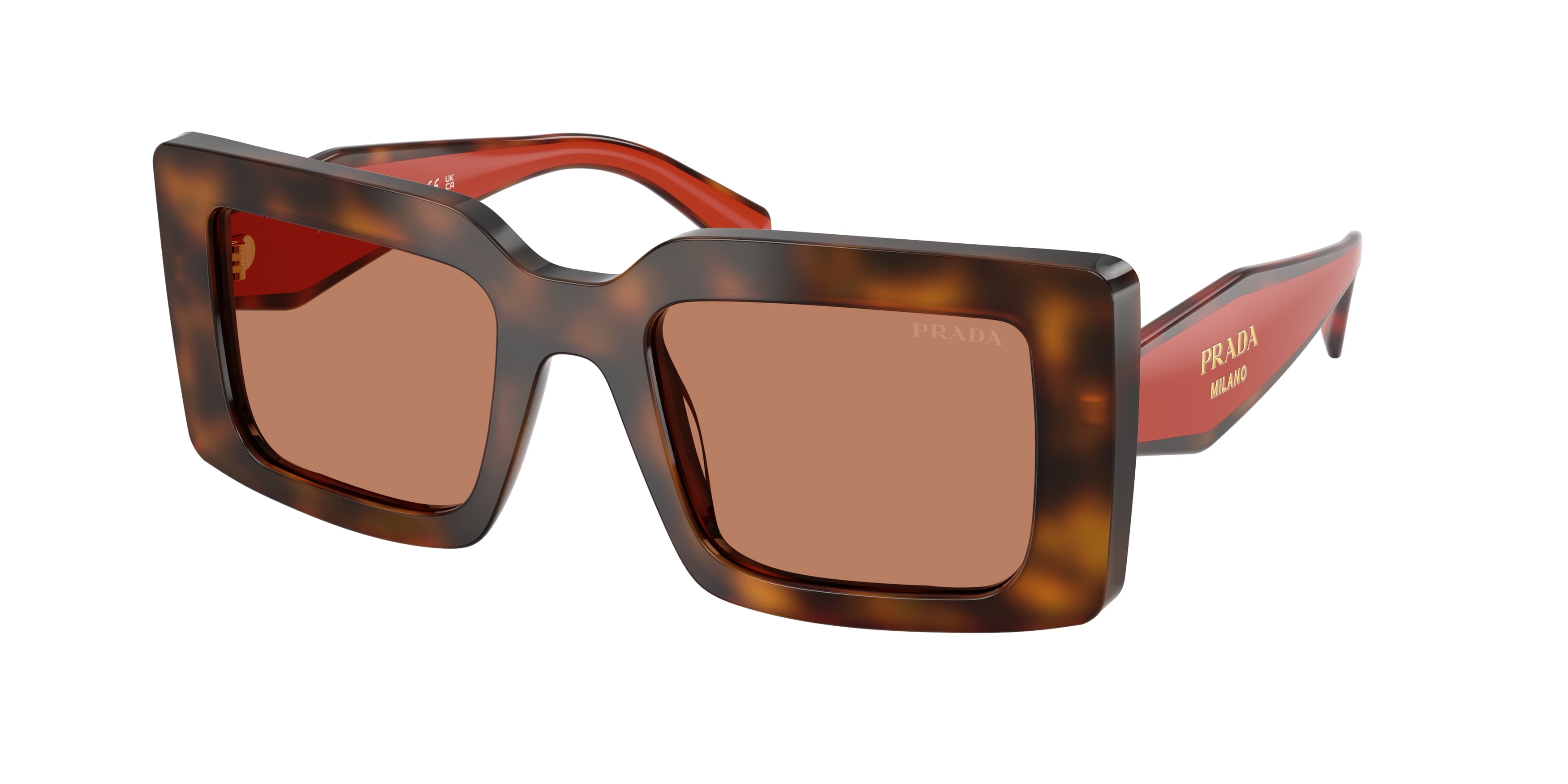 Prada Donna Prada PR D01S 01K90Q Occhiali da sole Acetato Tartaruga Marrone Squadrata Normale