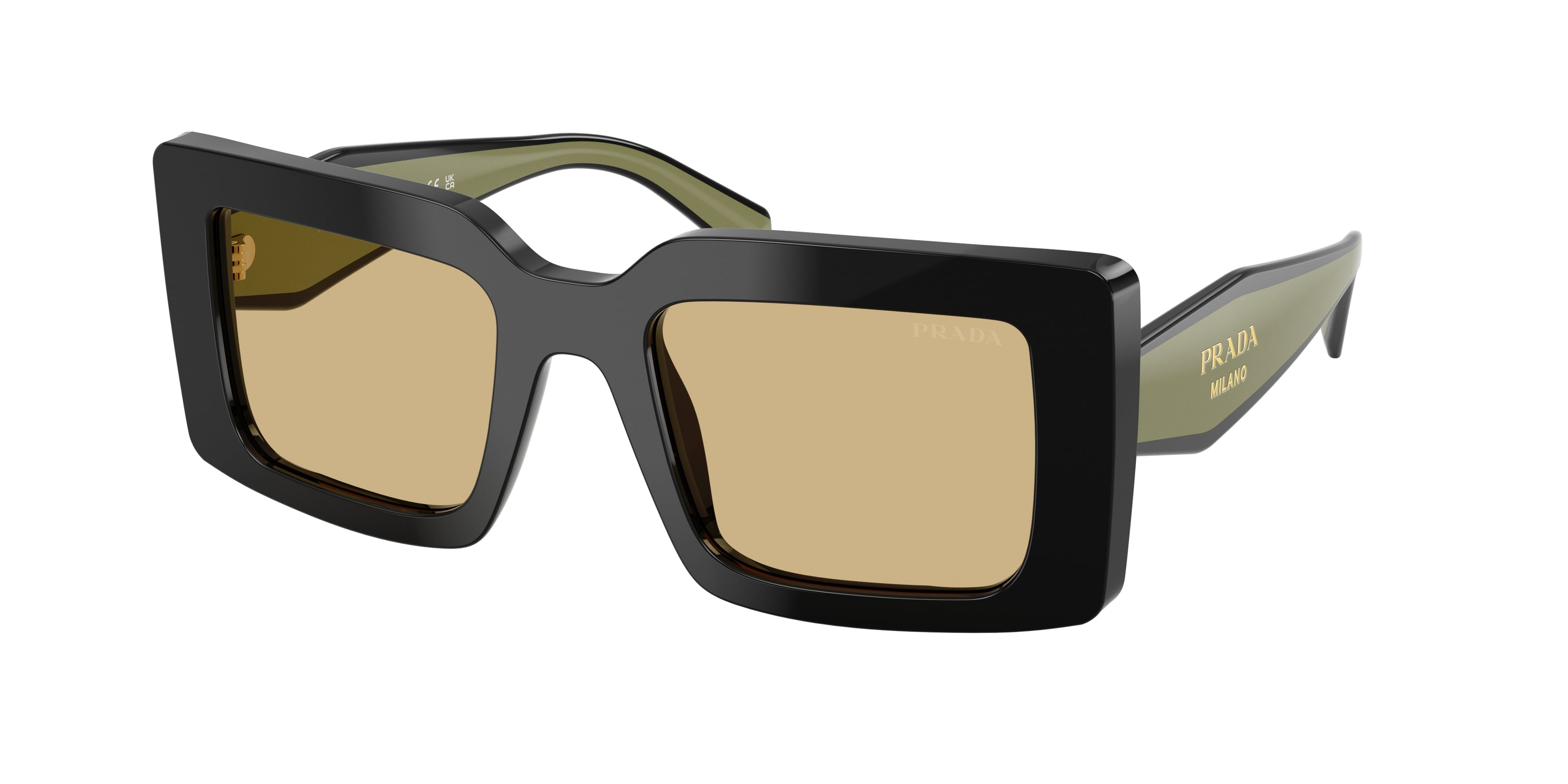 Prada Donna Prada PR D01S 03K10R Occhiali da sole Acetato Nero Giallo Squadrata Normale Prada Donna Prada PR D01S 03K10R Occhiali da sole Acetato Nero Giallo Squadrata Normale