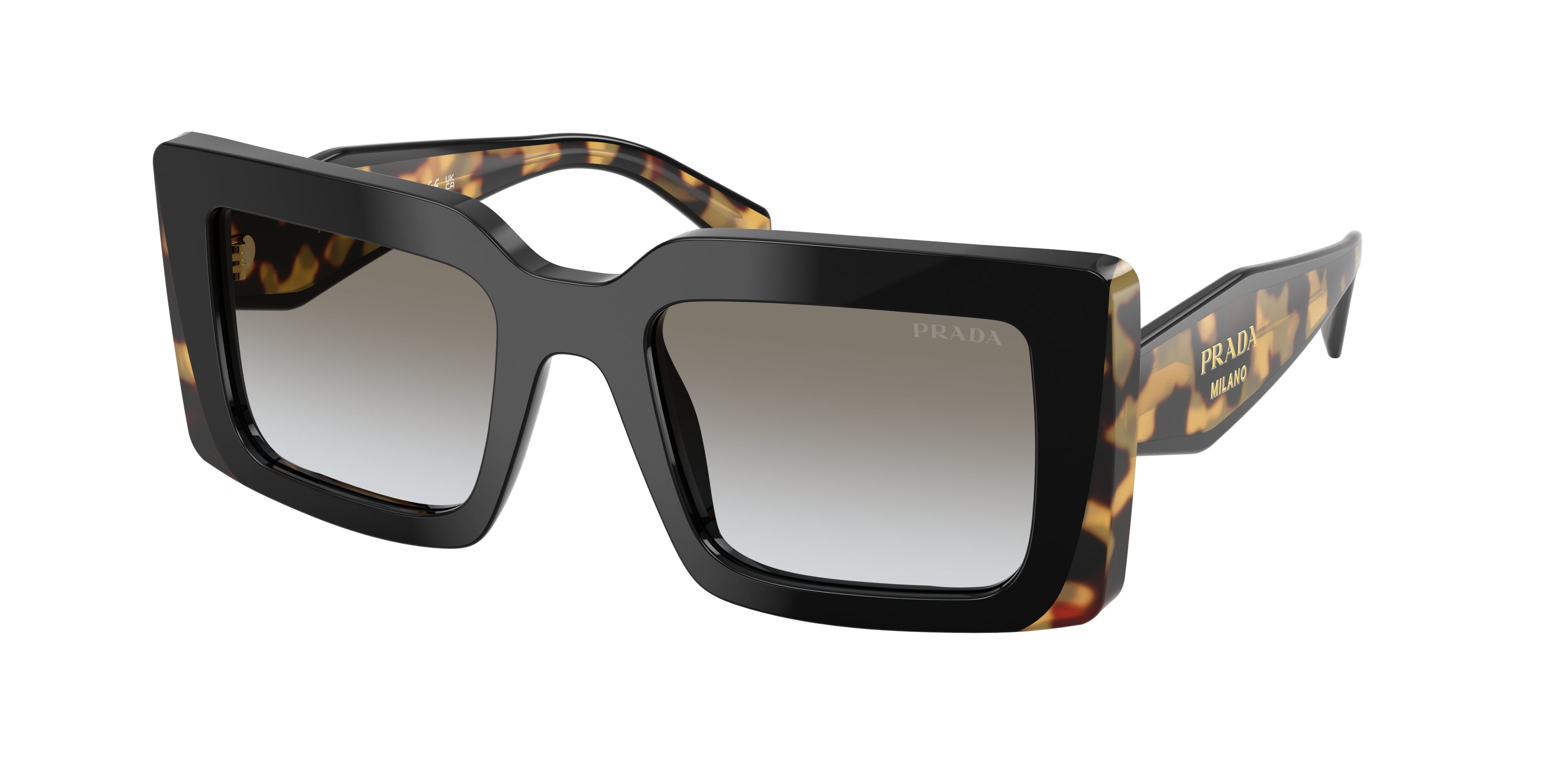 Prada Donna Prada PR D01S 0CD80L Occhiali da sole Acetato Nero Grigio Squadrata Normale Sfumato