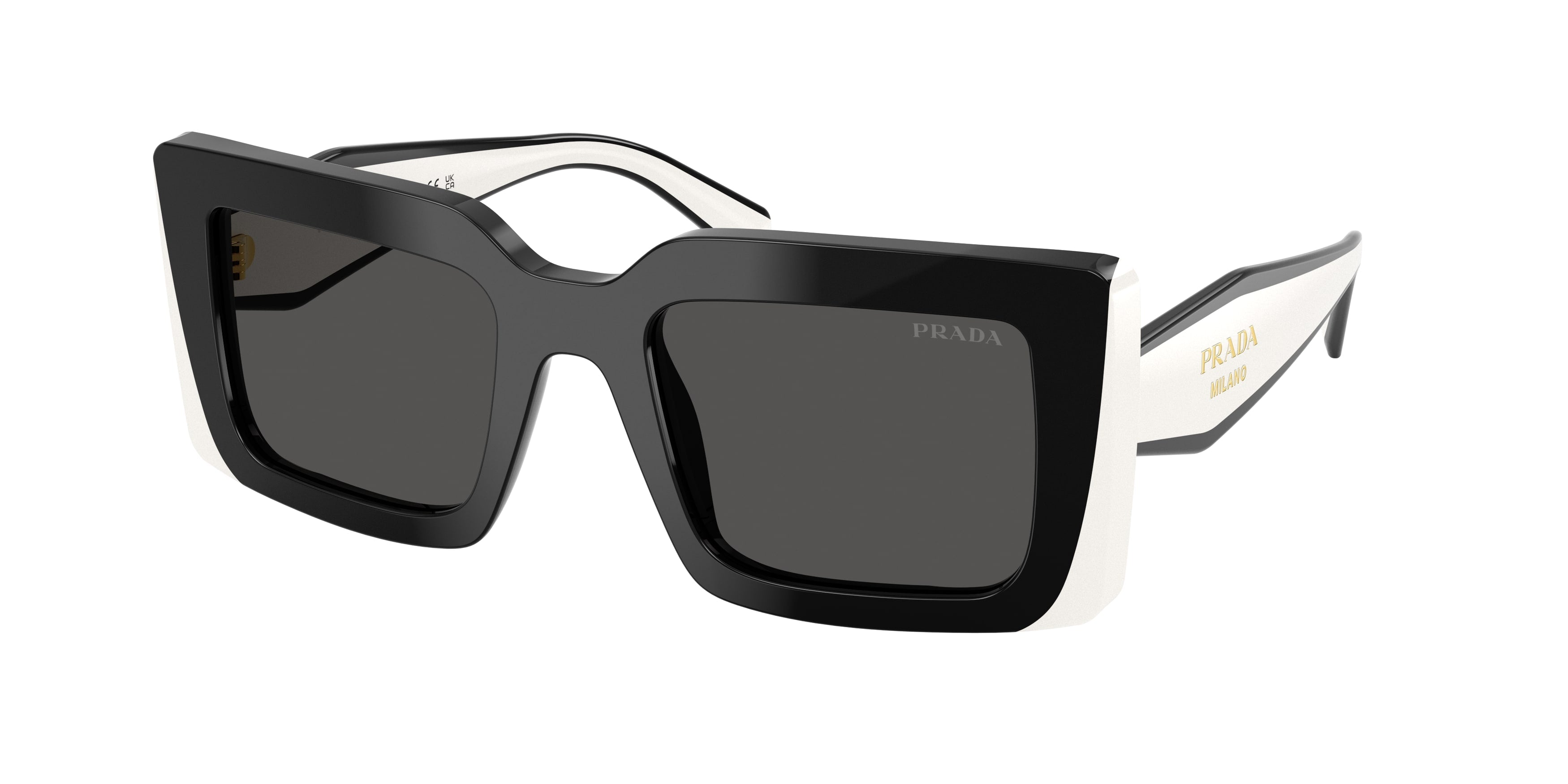 Prada Donna Prada PR D01S 20G08Z Occhiali da sole Acetato Nero Grigio Squadrata Normale