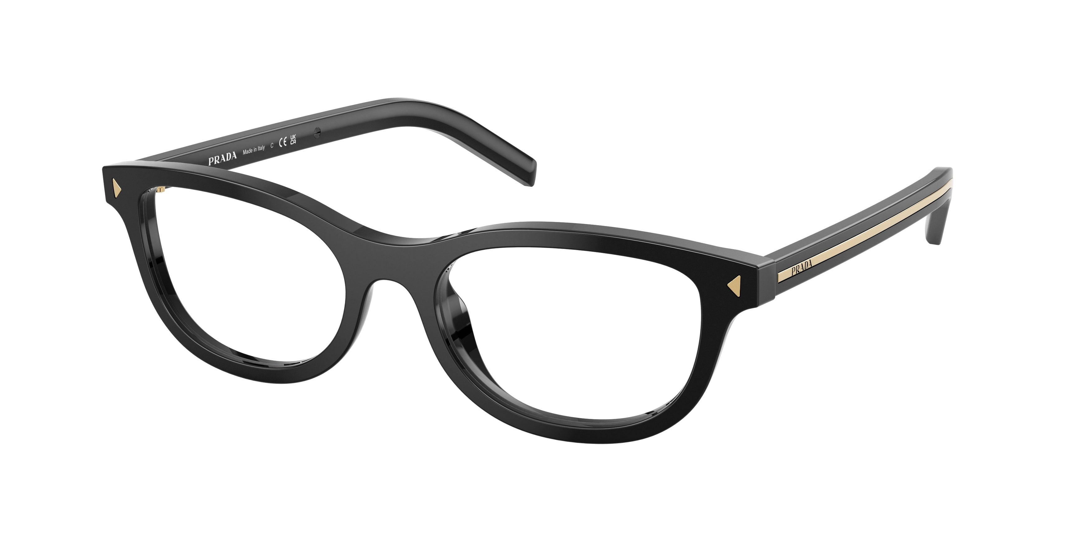Prada Donna Prada PR D01VU 16K1O1 Montature da vista Acetato Nero Trasparente Rotonda Normale Prada Donna Prada PR D01VU 16K1O1 Montature da vista Acetato Nero Trasparente Rotonda Normale