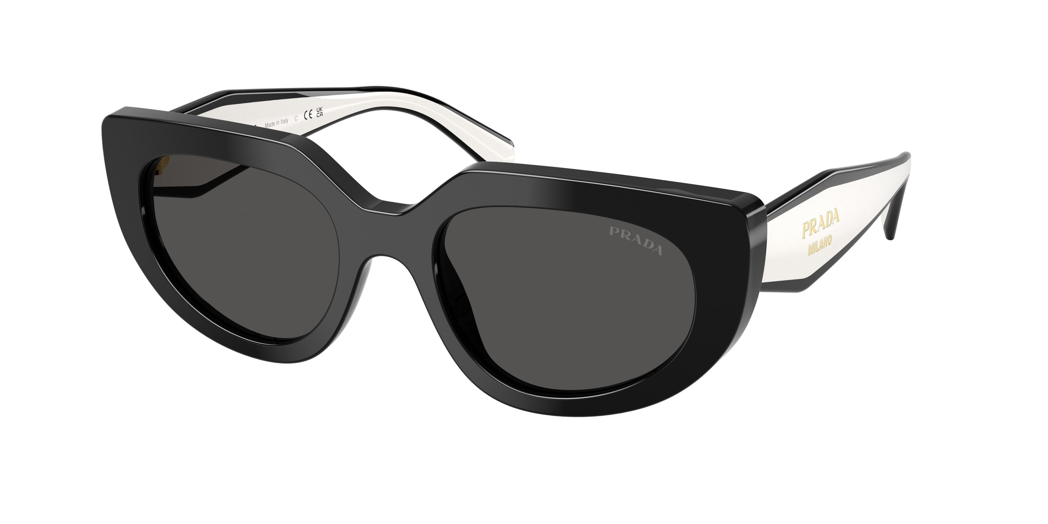 Prada Donna Prada PR D02S 20G08Z Occhiali da sole Acetato Nero Grigio Rotonda Normale