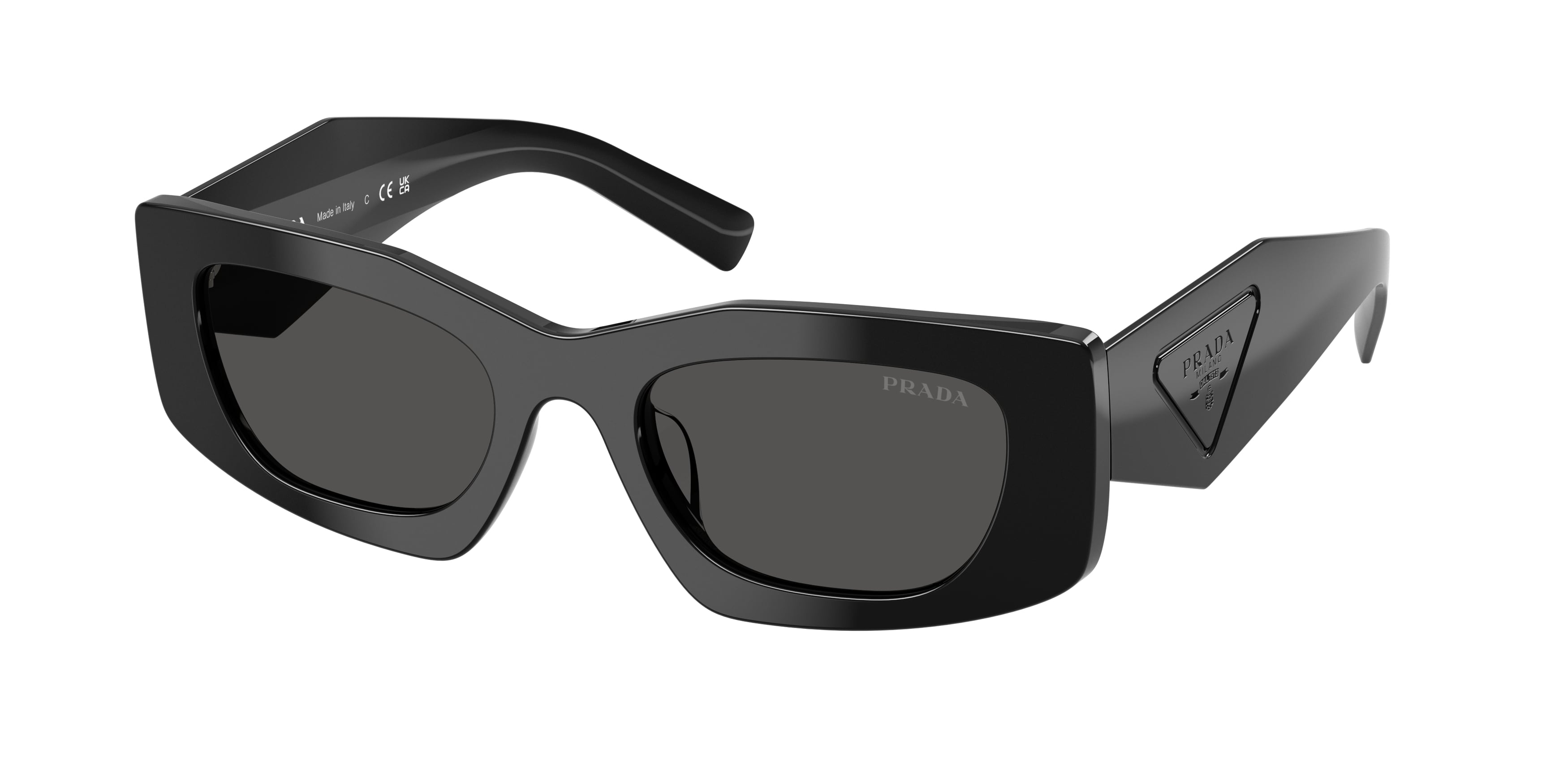 Prada Donna Prada PR D03SD 16K08Z Occhiali da sole Acetato Nero Grigio Squadrata Normale Prada Donna Prada PR D03SD 16K08Z Occhiali da sole Acetato Nero Grigio Squadrata Normale