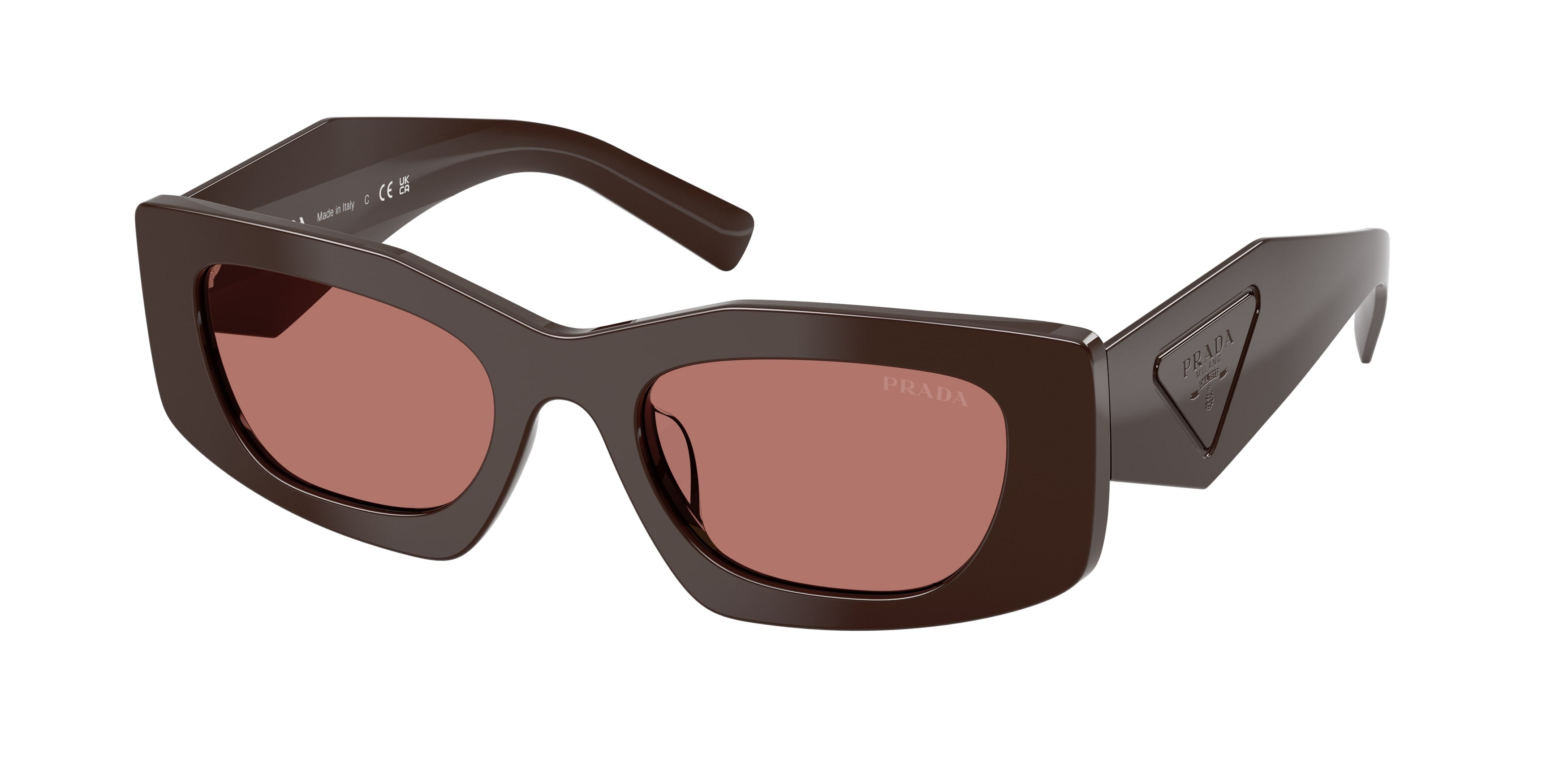 Prada Donna Prada PR D03SD 27I80W Occhiali da sole Acetato Marrone Bordeaux Squadrata Normale