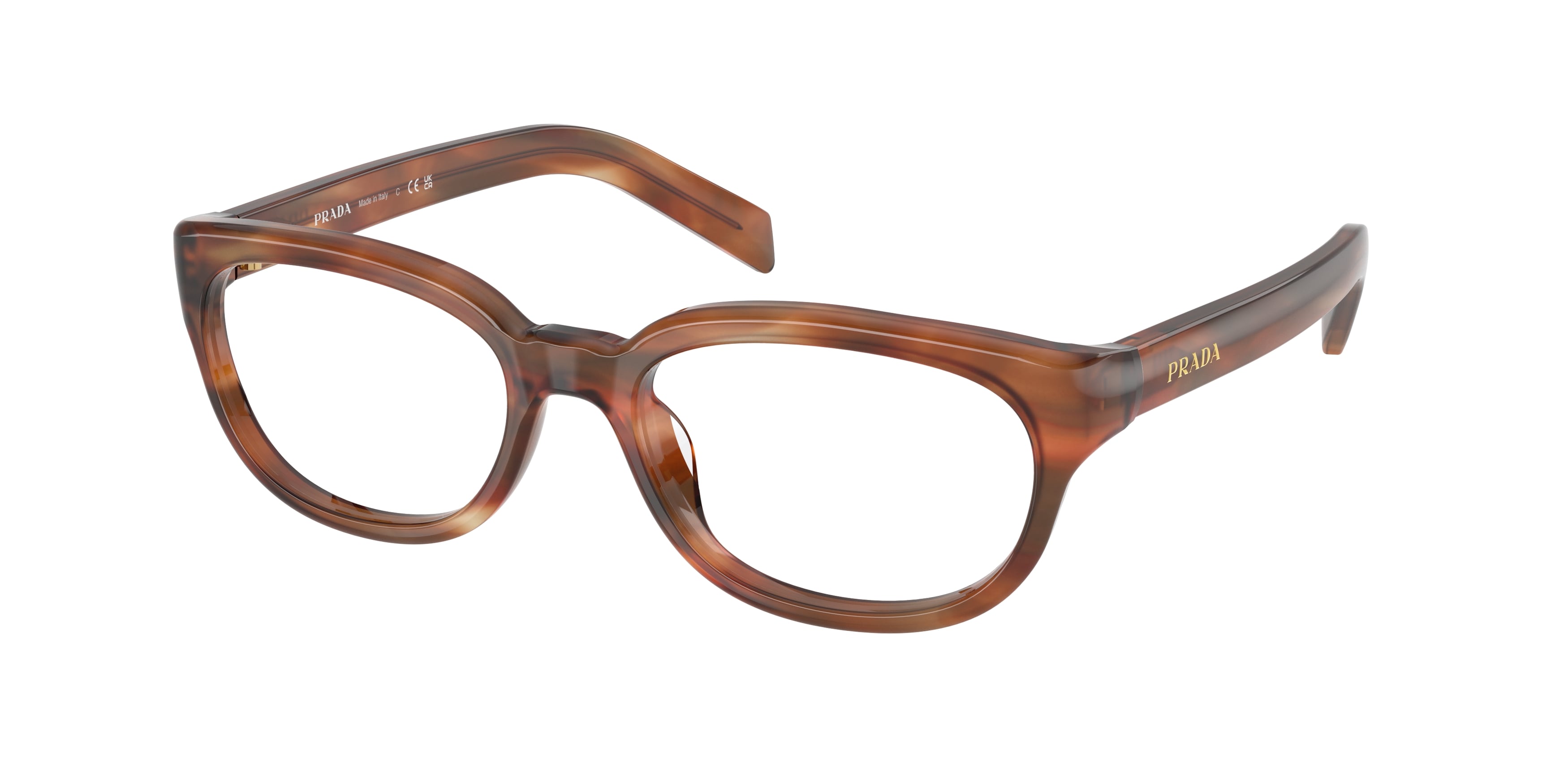 Prada Donna Prada PR D03VU 24G1O1 Montature da vista Acetato Marrone Trasparente Pantos Normale