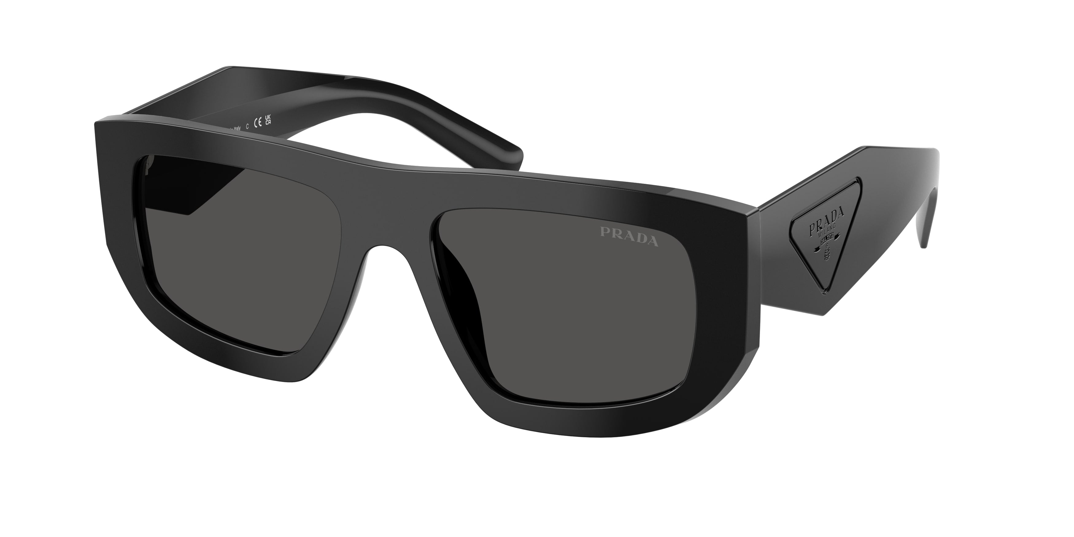 Prada Donna Prada PR D04SU 16K08Z Occhiali da sole Acetato Nero Grigio Geometrica Normale Prada Donna Prada PR D04SU 16K08Z Occhiali da sole Acetato Nero Grigio Geometrica Normale