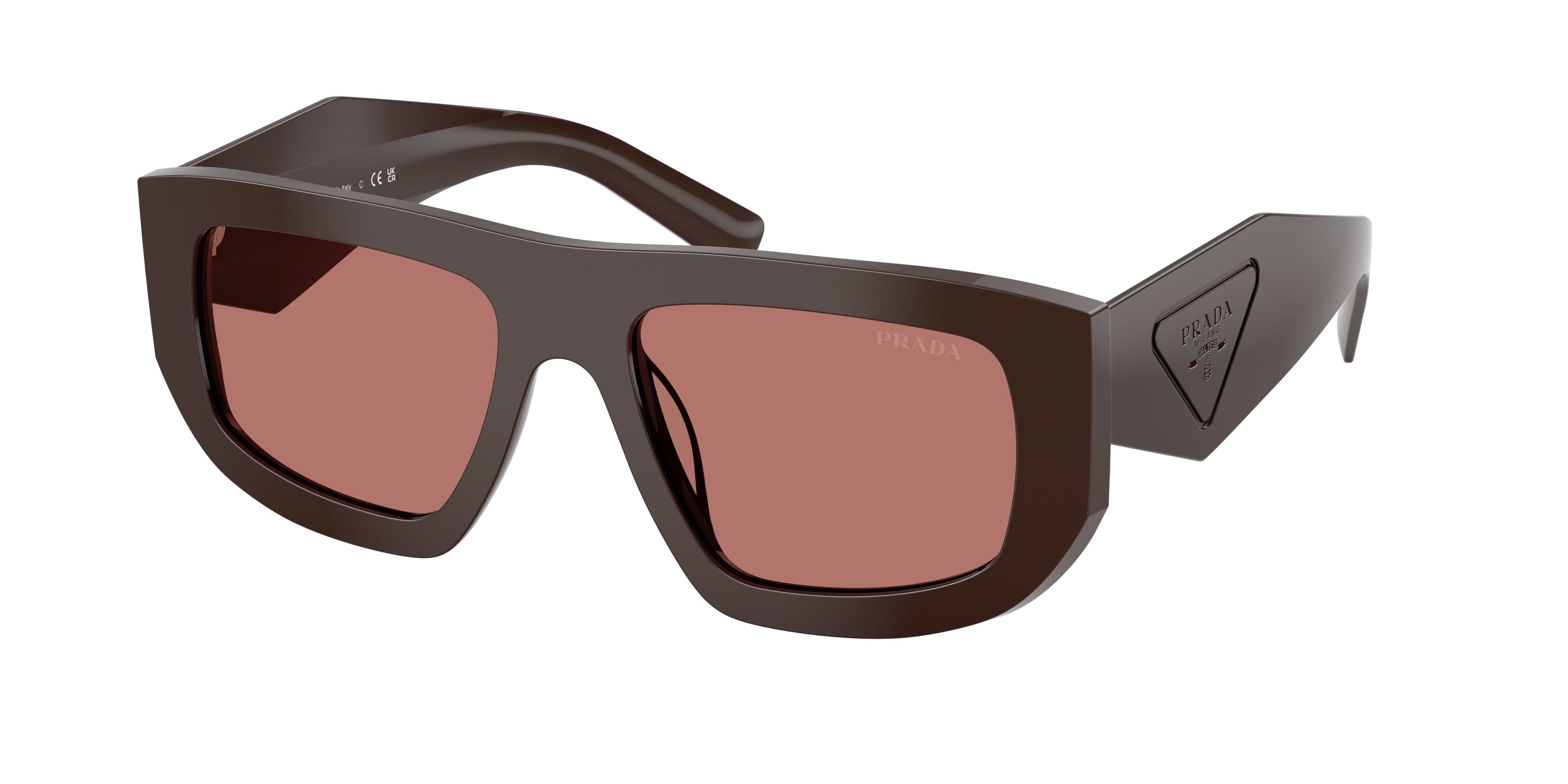 Prada Donna Prada PR D04SU 27I80W Occhiali da sole Acetato Marrone Bordeaux Geometrica Normale