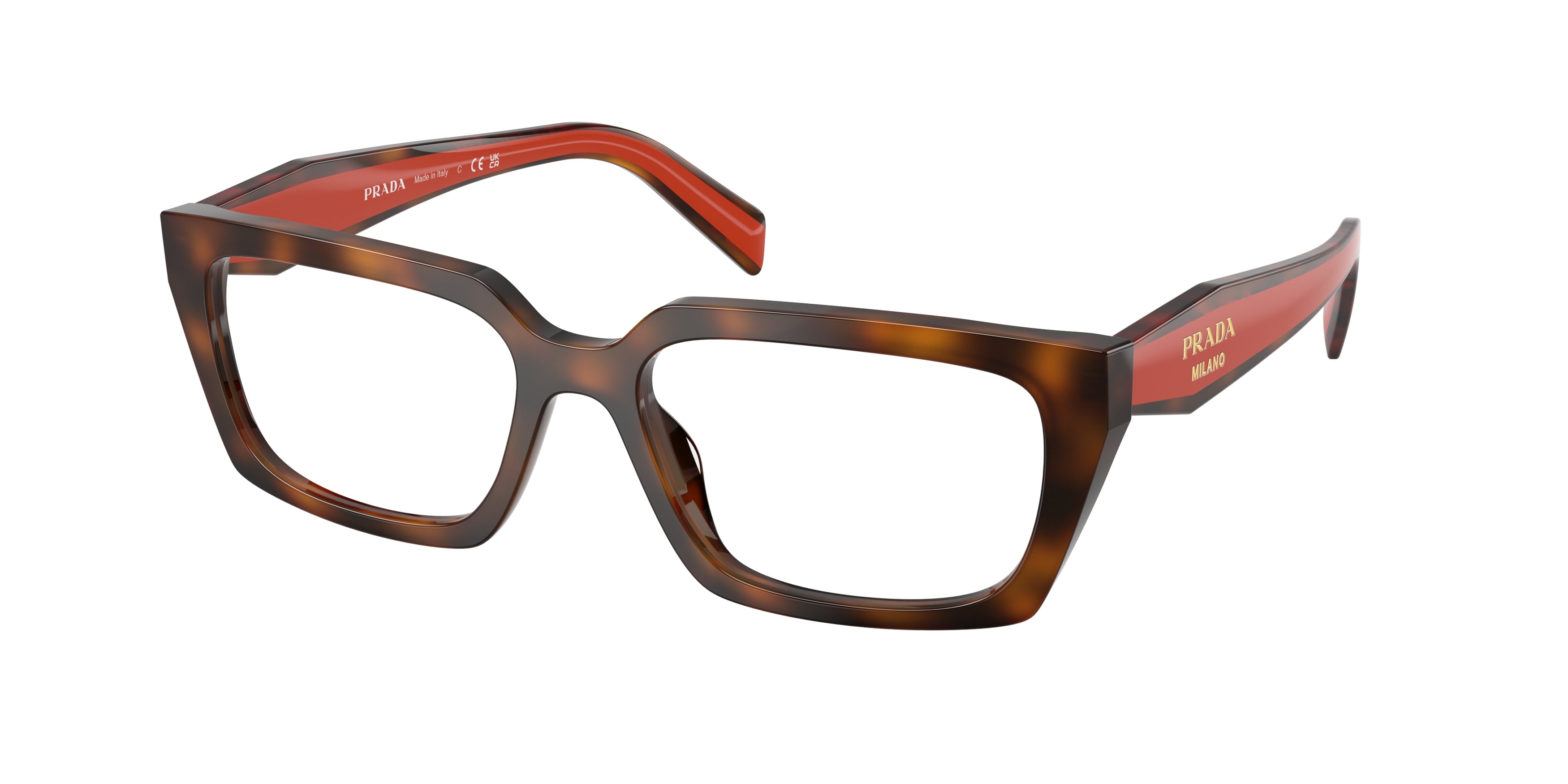 Prada Donna Prada PR D05V 01K1O1 Montature da vista Acetato Tartaruga Trasparente Squadrata Normale