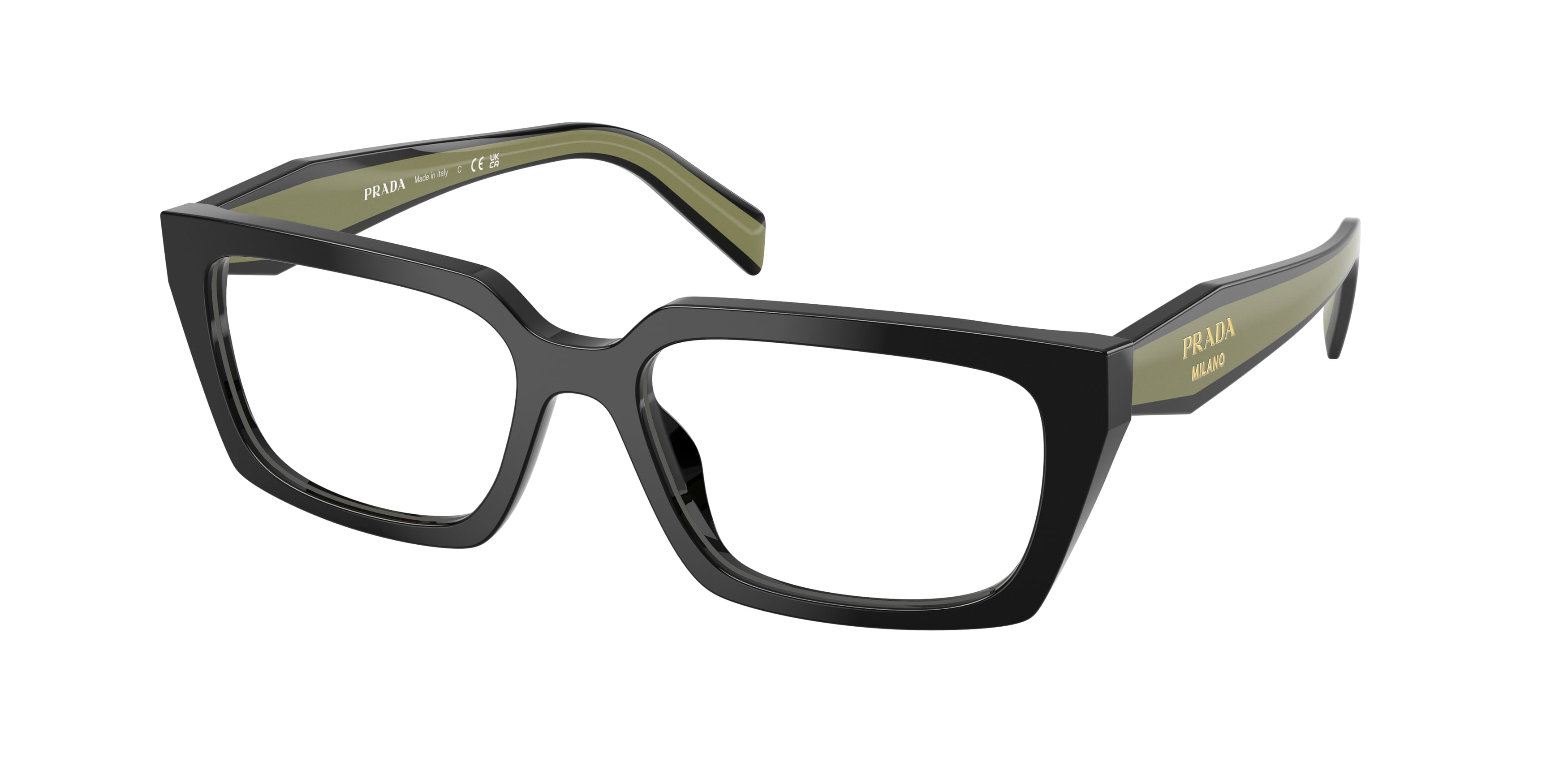 Prada Donna Prada PR D05V 03K1O1 Montature da vista Acetato Nero Trasparente Squadrata Normale