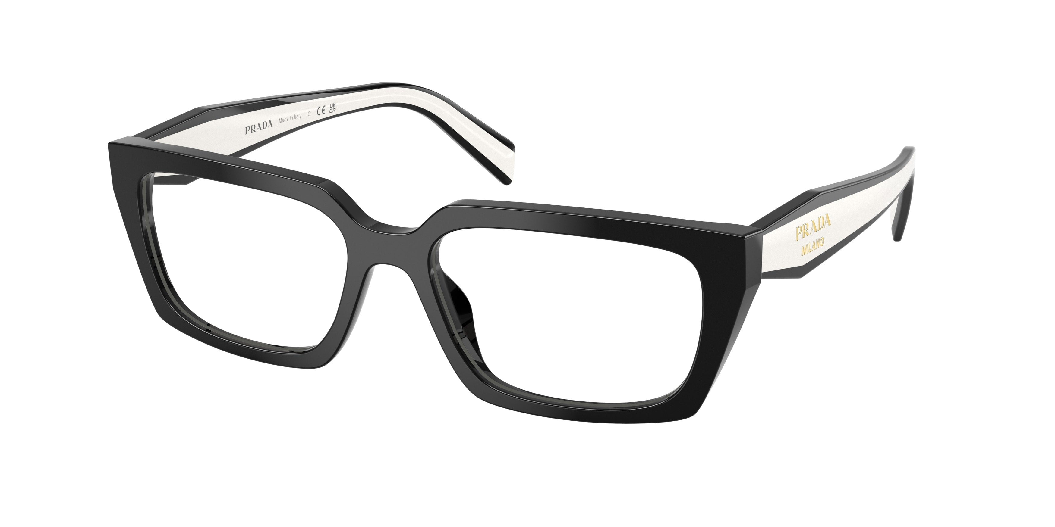Prada Donna Prada PR D05V 20G1O1 Montature da vista Acetato Nero Trasparente Squadrata Normale