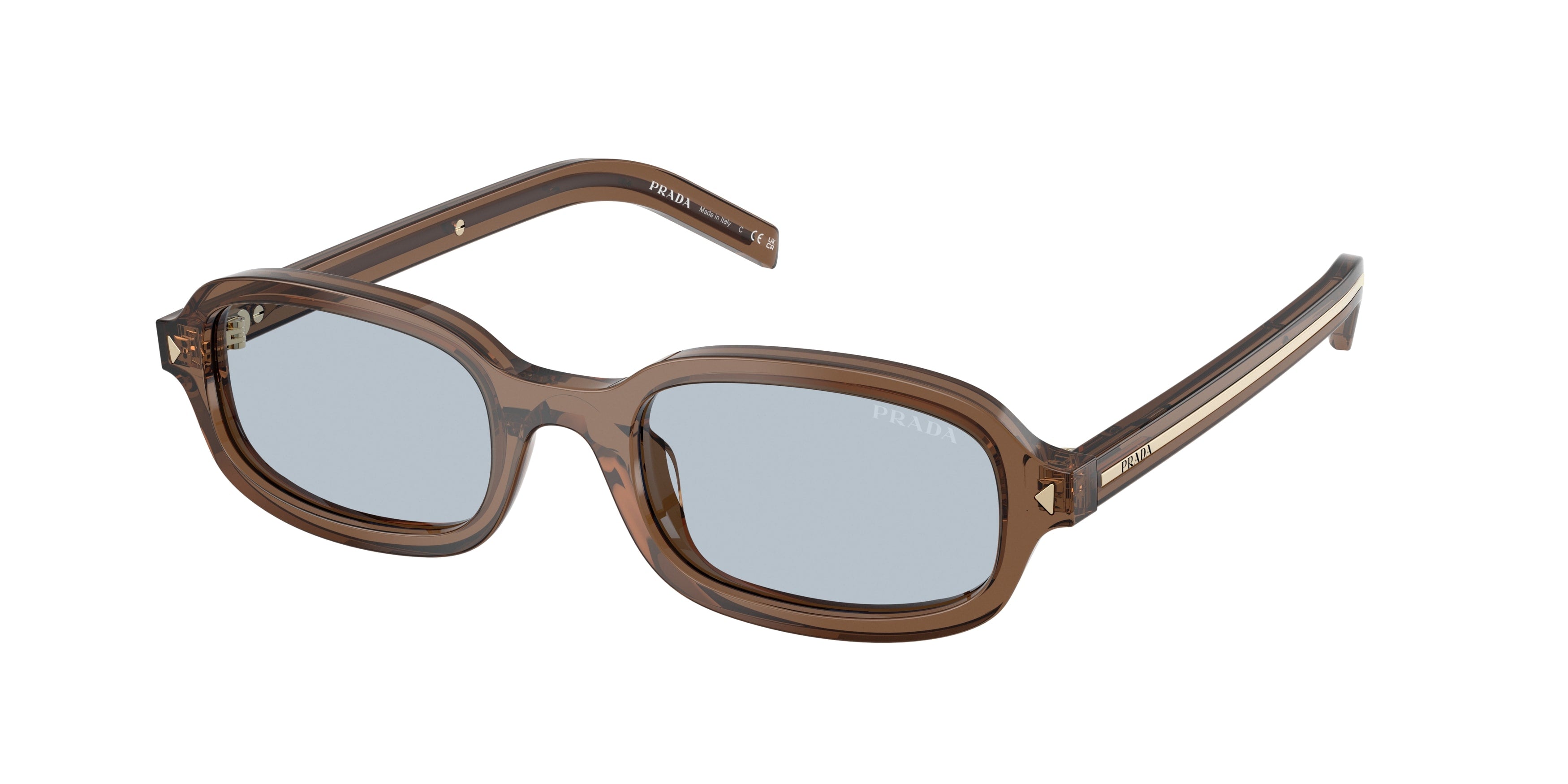 Prada Donna Prada PR D06S 28I30W Occhiali da sole Acetato Trasparente Blu Rotonda Normale