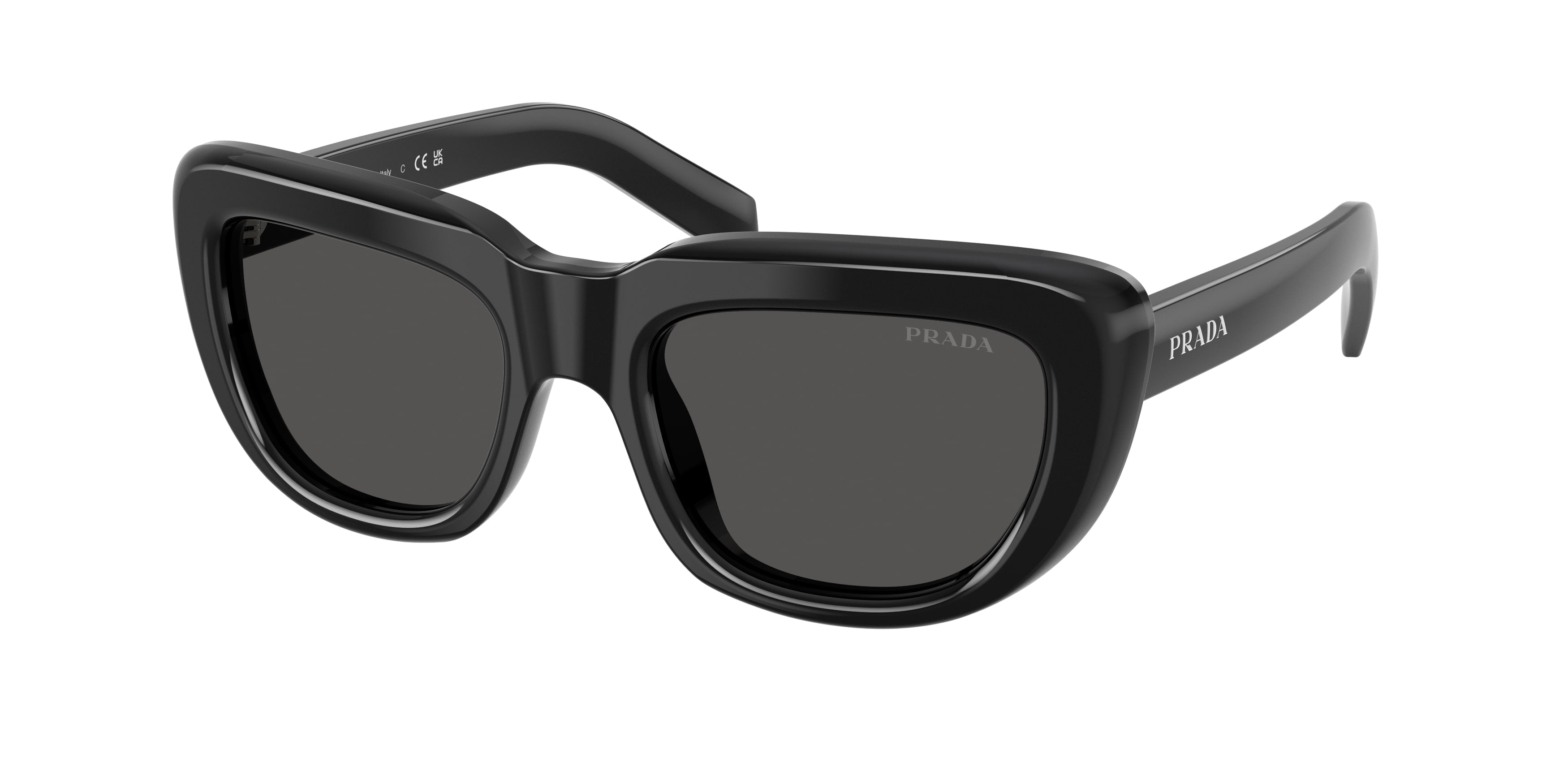 Prada Donna Prada PR D07S 16K08Z Occhiali da sole Acetato Nero Grigio Squadrata Normale Prada Donna Prada PR D07S 16K08Z Occhiali da sole Acetato Nero Grigio Squadrata Normale