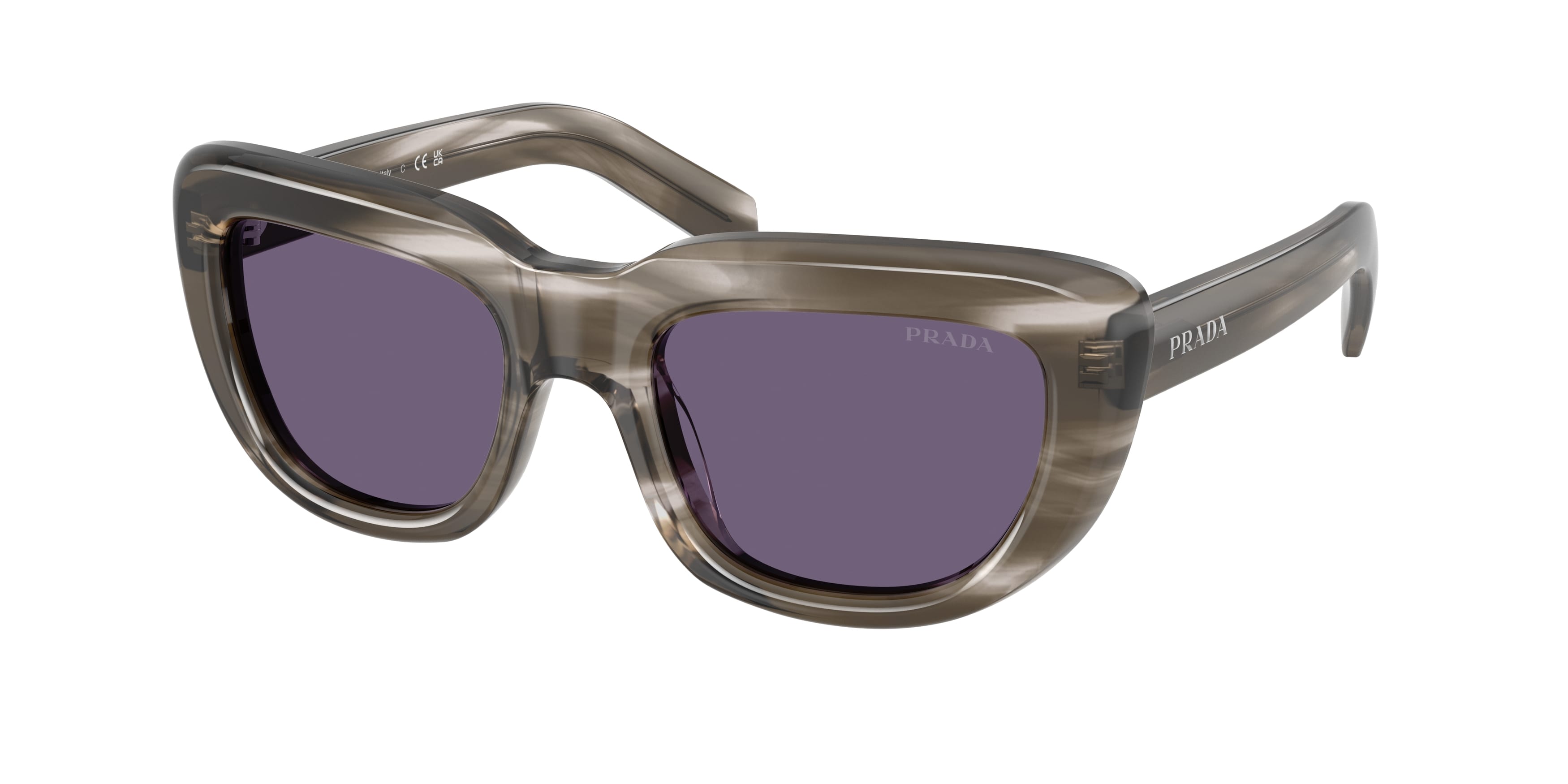 Prada Donna Prada PR D07S 26O70W Occhiali da sole Acetato Nero Viola Squadrata Normale