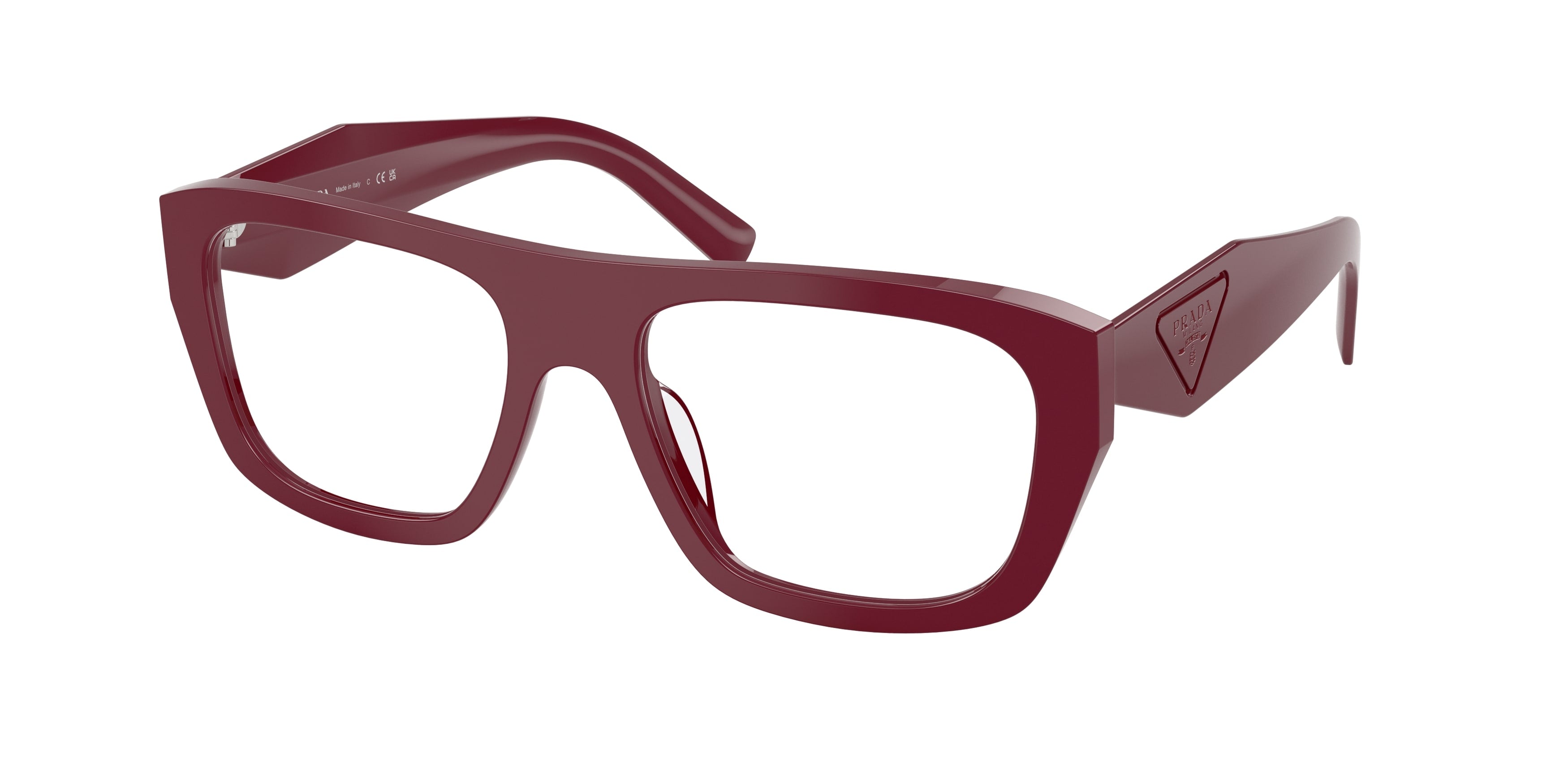 Prada Donna Prada PR D07VU 23L1O1 Montature da vista Acetato Rosso Trasparente Squadrata Normale