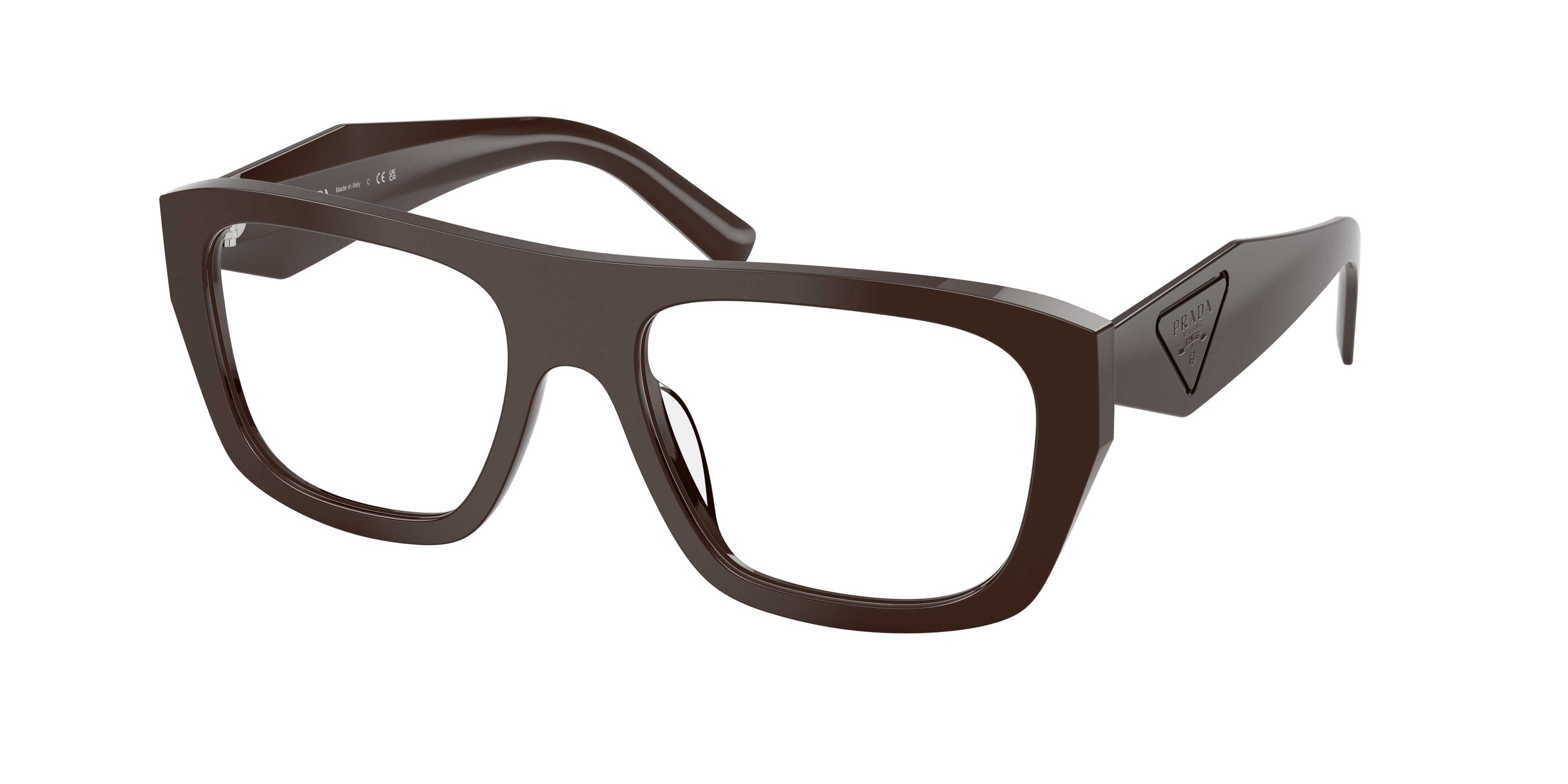 Prada Donna Prada PR D07VU 27I1O1 Montature da vista Acetato Marrone Trasparente Squadrata Normale