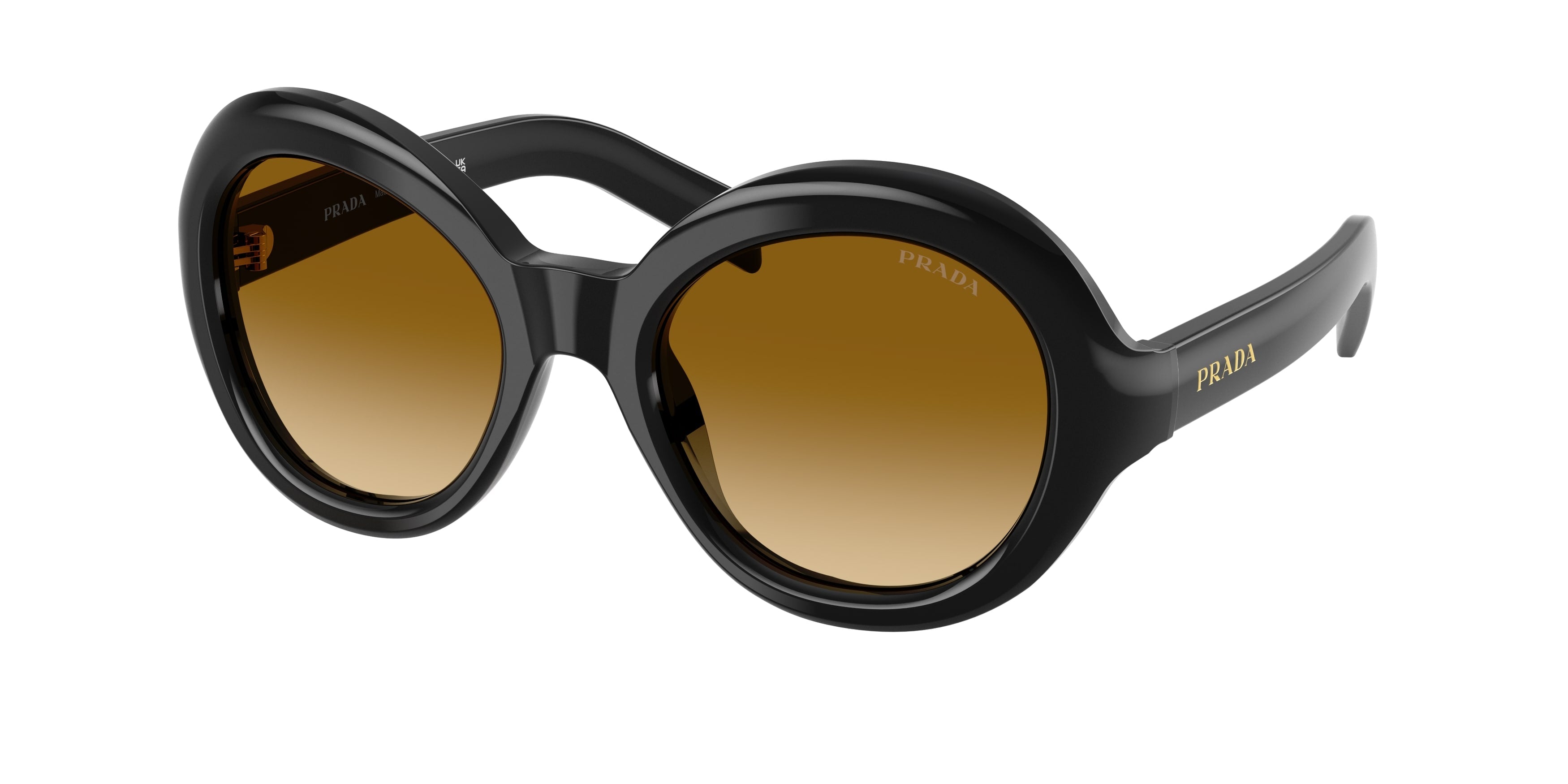 Prada Donna Prada PR D08SU 16K10X Occhiali da sole Acetato Nero Giallo Rotonda Normale Sfumato Prada Donna Prada PR D08SU 16K10X Occhiali da sole Acetato Nero Giallo Rotonda Normale Sfumato