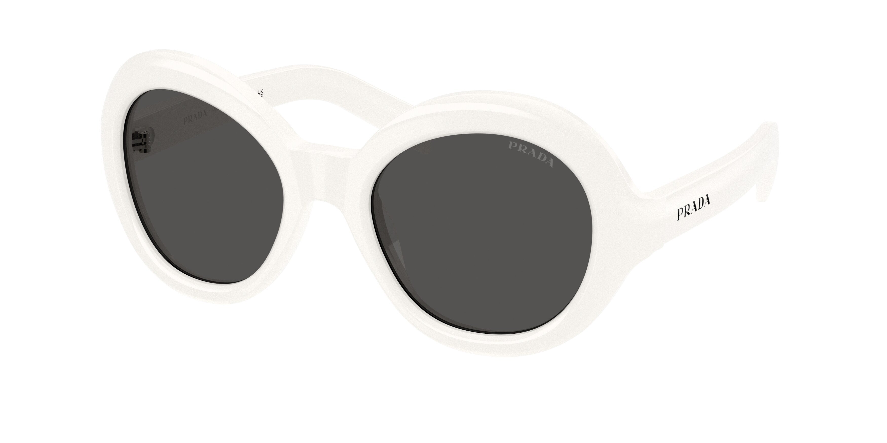 Prada Donna Prada PR D08SU 17K08Z Occhiali da sole Acetato Bianco Grigio Rotonda Normale