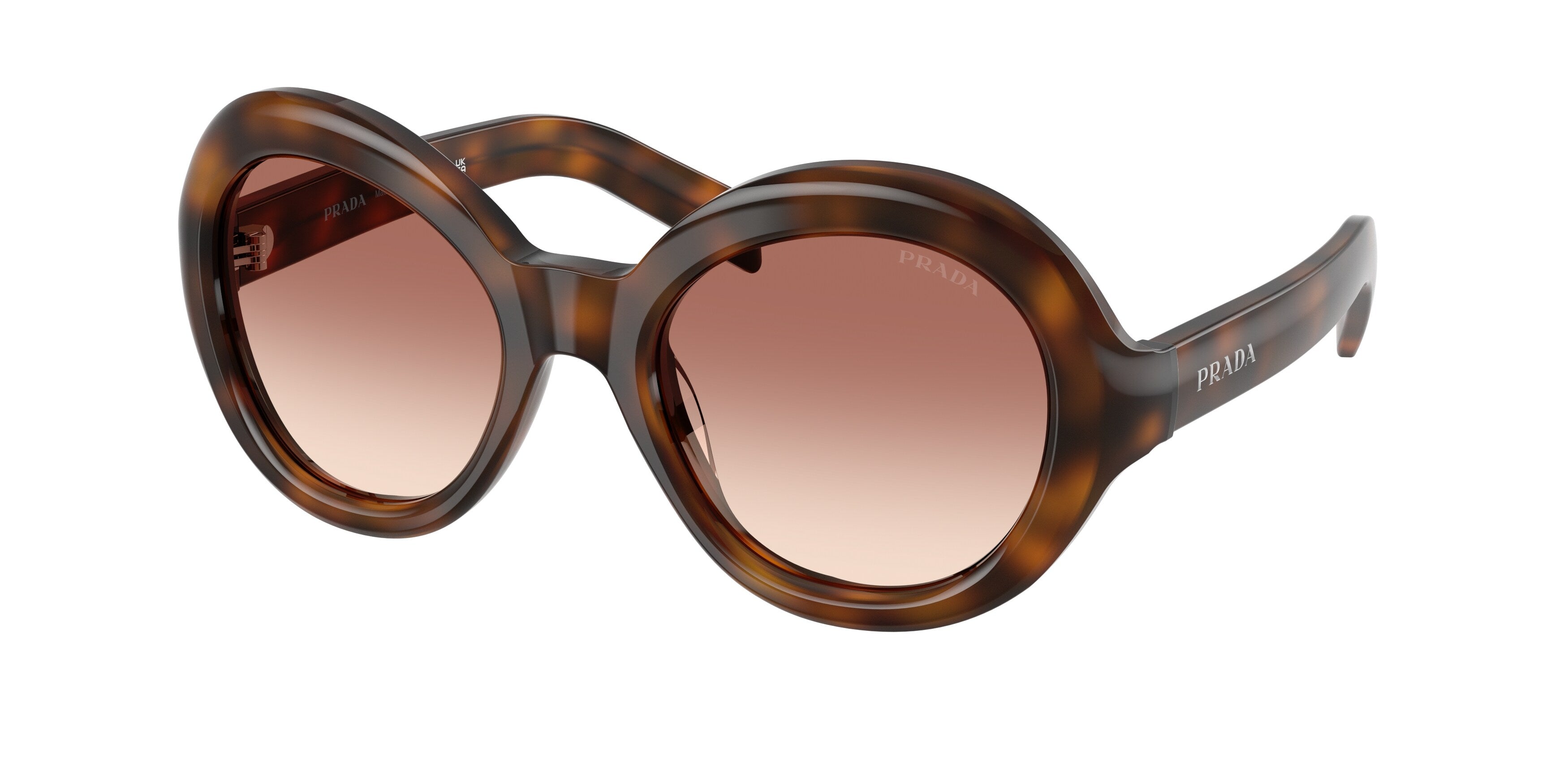 Prada Donna Prada PR D08SU 20D70X Occhiali da sole Acetato Tartaruga Marrone Rotonda Normale Sfumato Prada Donna Prada PR D08SU 20D70X Occhiali da sole Acetato Tartaruga Marrone Rotonda Normale Sfumato