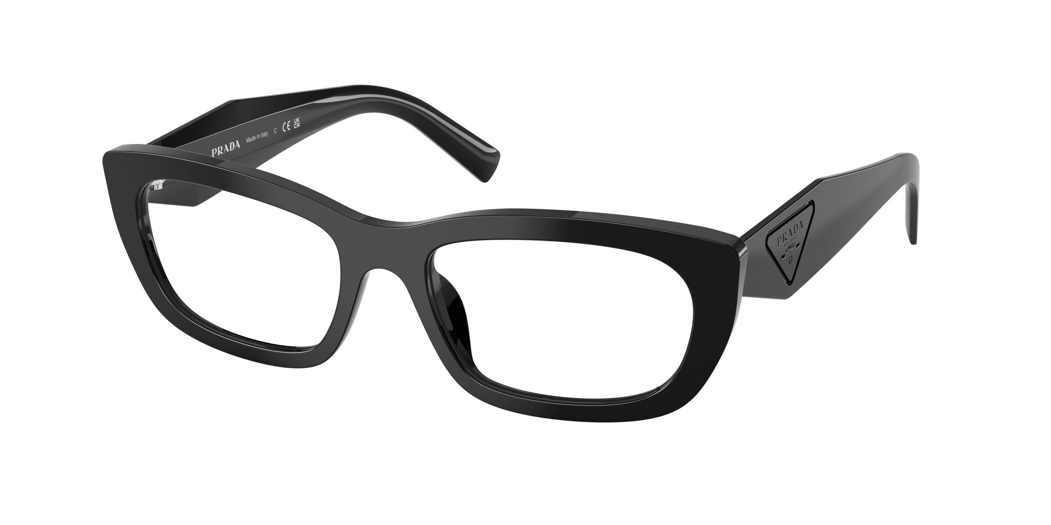Prada Donna Prada PR D09V 16K1O1 Montature da vista Acetato Nero Trasparente Geometrica Normale Prada Donna Prada PR D09V 16K1O1 Montature da vista Acetato Nero Trasparente Geometrica Normale