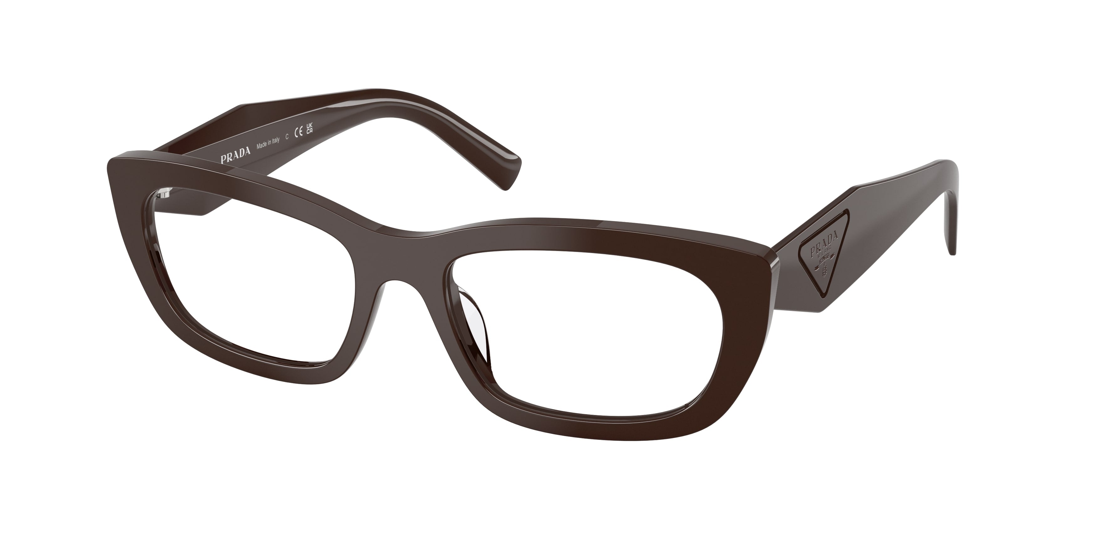 Prada Donna Prada PR D09V 27I1O1 Montature da vista Acetato Marrone Trasparente Geometrica Normale Prada Donna Prada PR D09V 27I1O1 Montature da vista Acetato Marrone Trasparente Geometrica Normale
