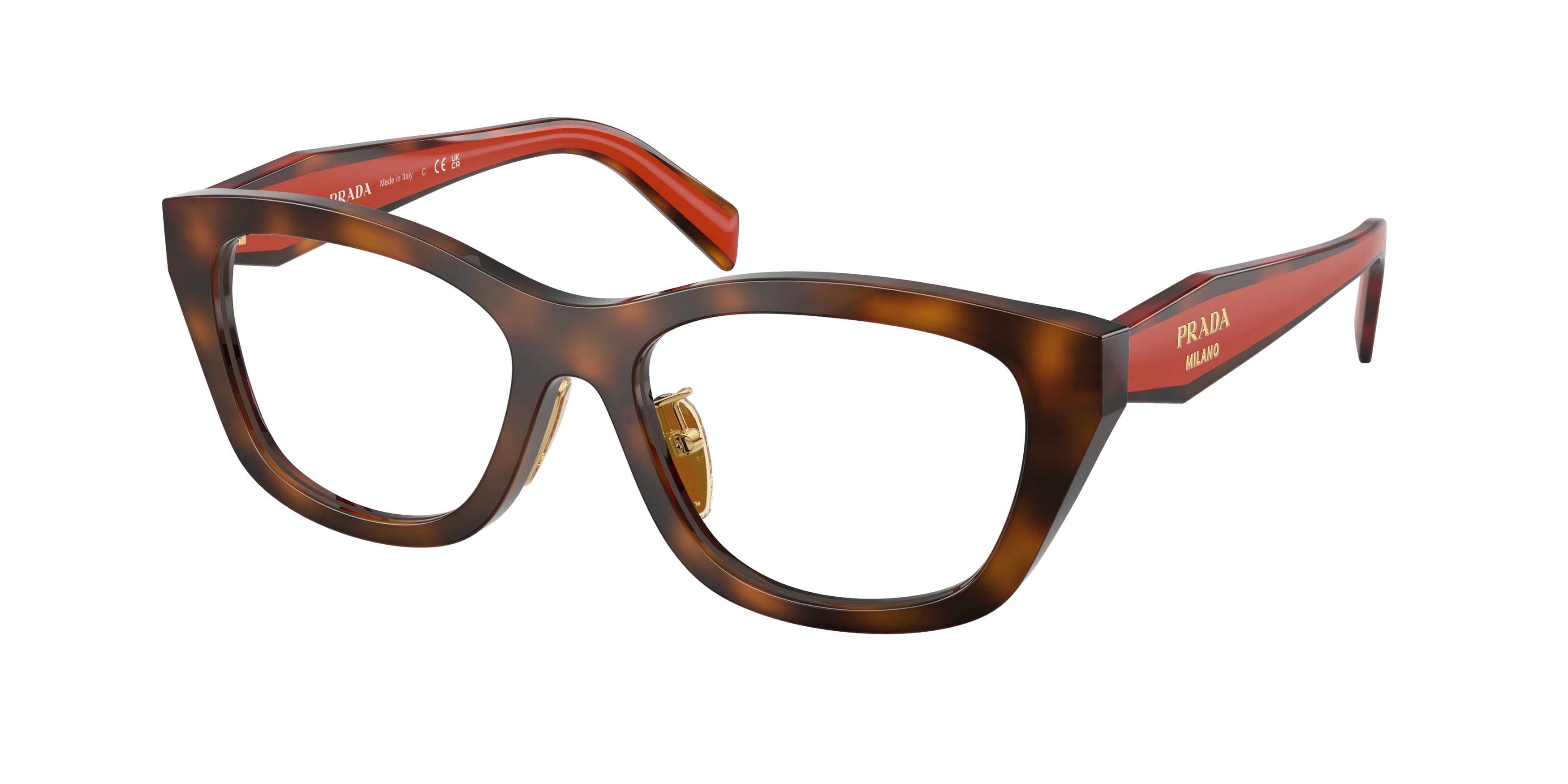 Prada Donna Prada PR D11VD 01K1O1 Montature da vista Acetato Tartaruga Trasparente Geometrica Normale