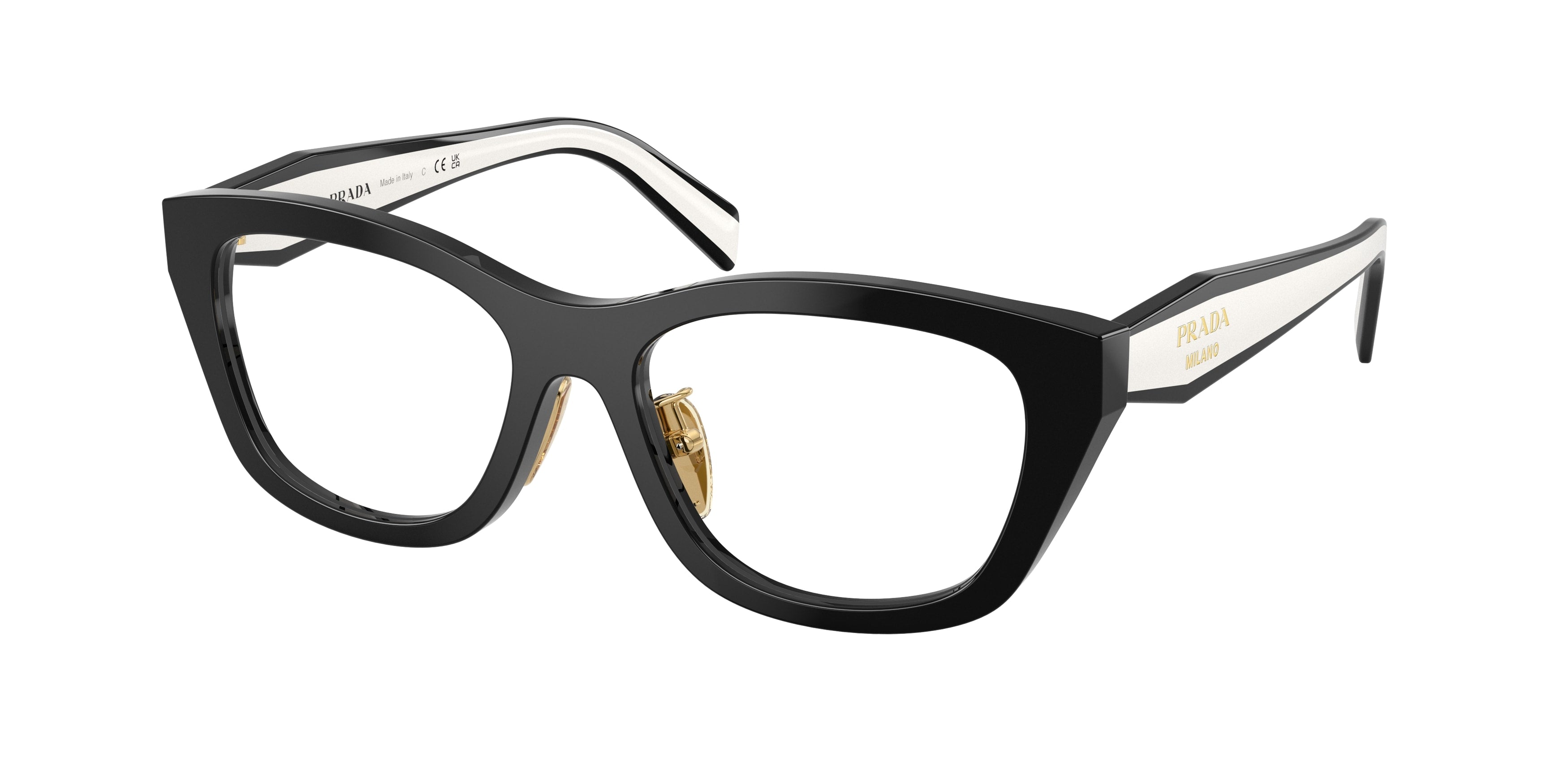 Prada Donna Prada PR D11VD 20G1O1 Montature da vista Acetato Nero Trasparente Geometrica Normale