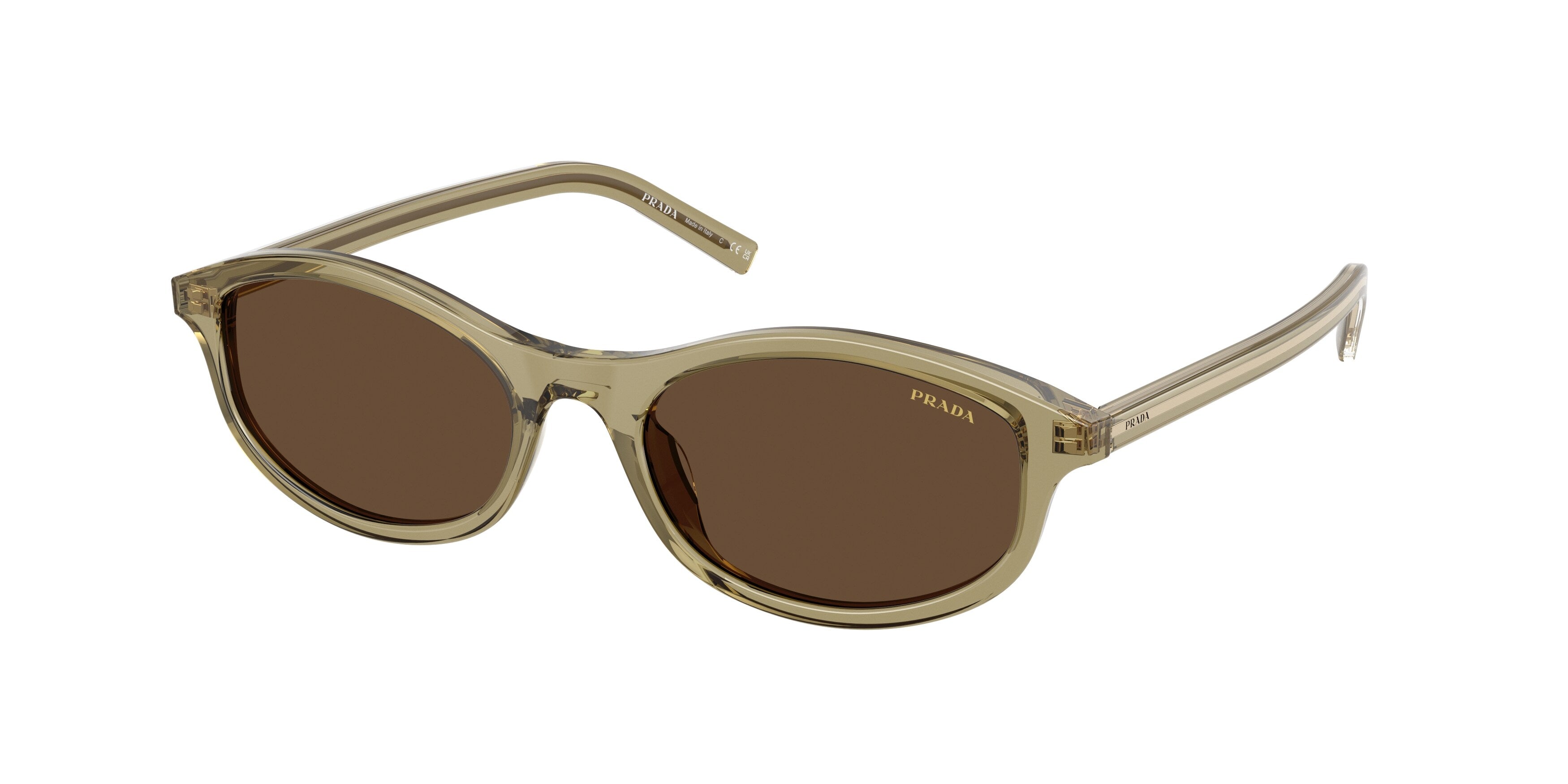 Prada Donna Prada PR D17S 27O9L1 Occhiali da sole Acetato Verde Marrone Geometrica Normale