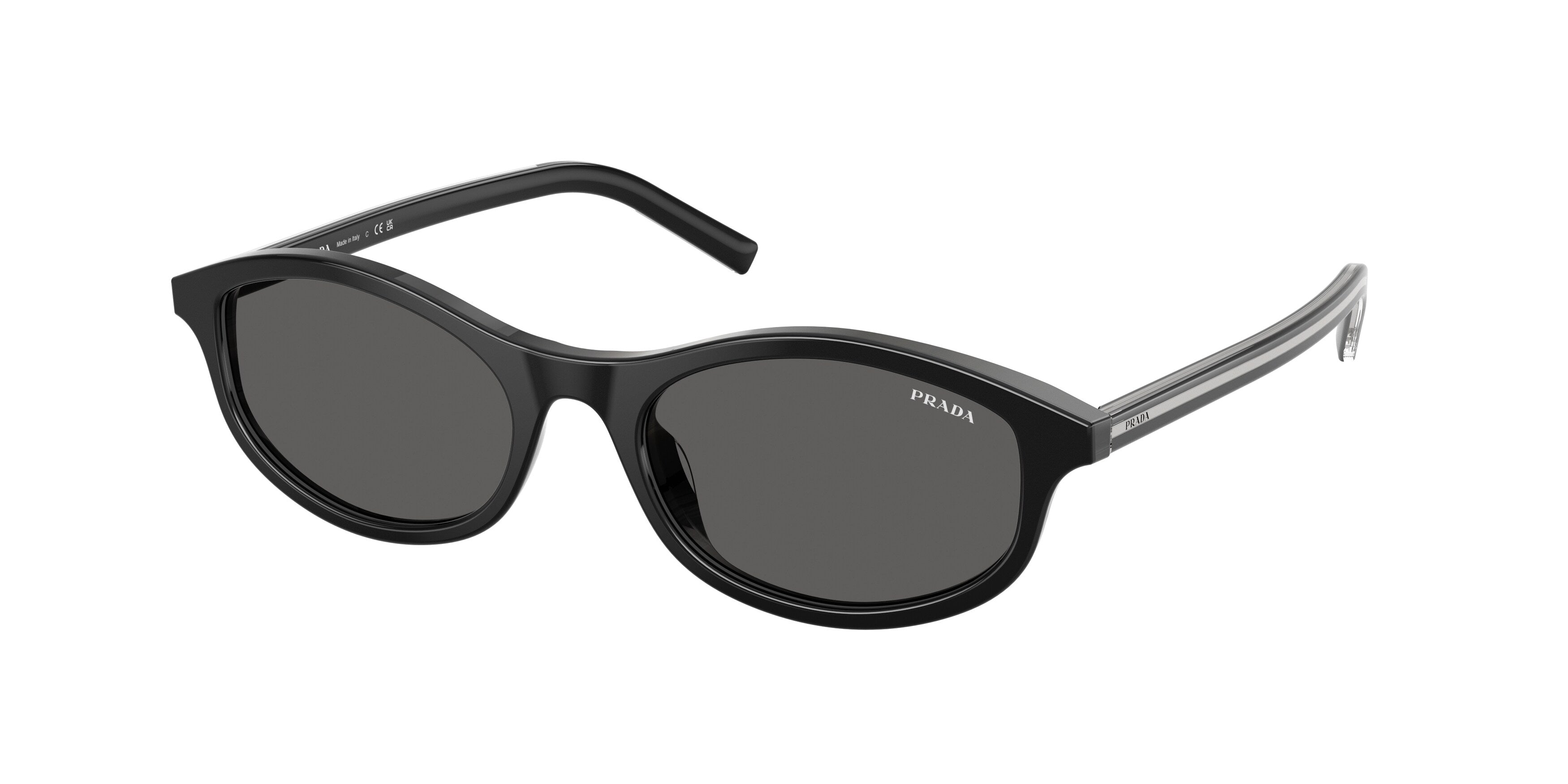 Prada Donna Prada PR D17S 29O20Z Occhiali da sole Acetato Nero Grigio Geometrica Normale