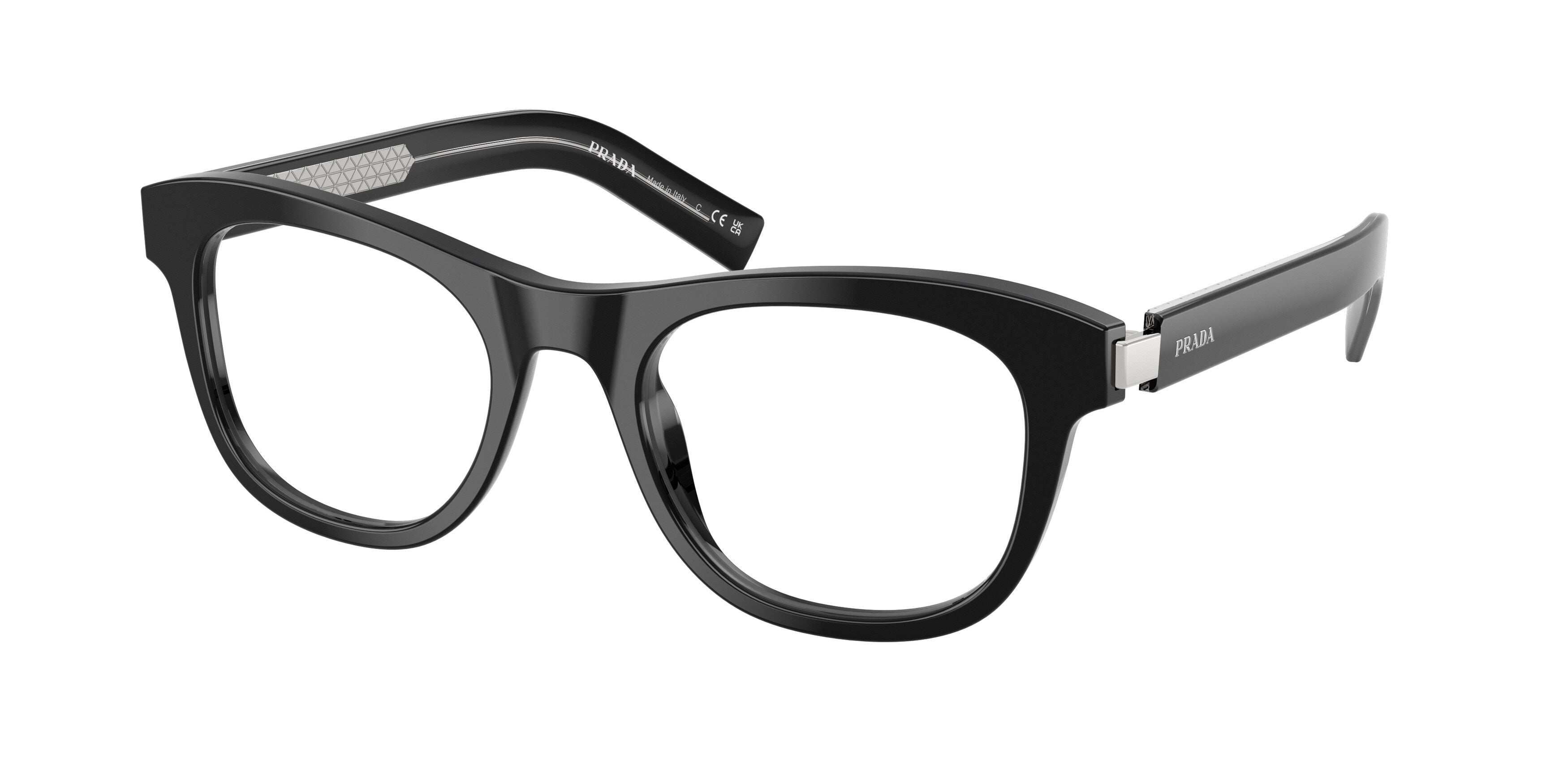 Prada Donna Prada PR D17V 16K1O1 Montature da vista Acetato Nero Trasparente Cat Eye Normale Prada Donna Prada PR D17V 16K1O1 Montature da vista Acetato Nero Trasparente Cat Eye Normale
