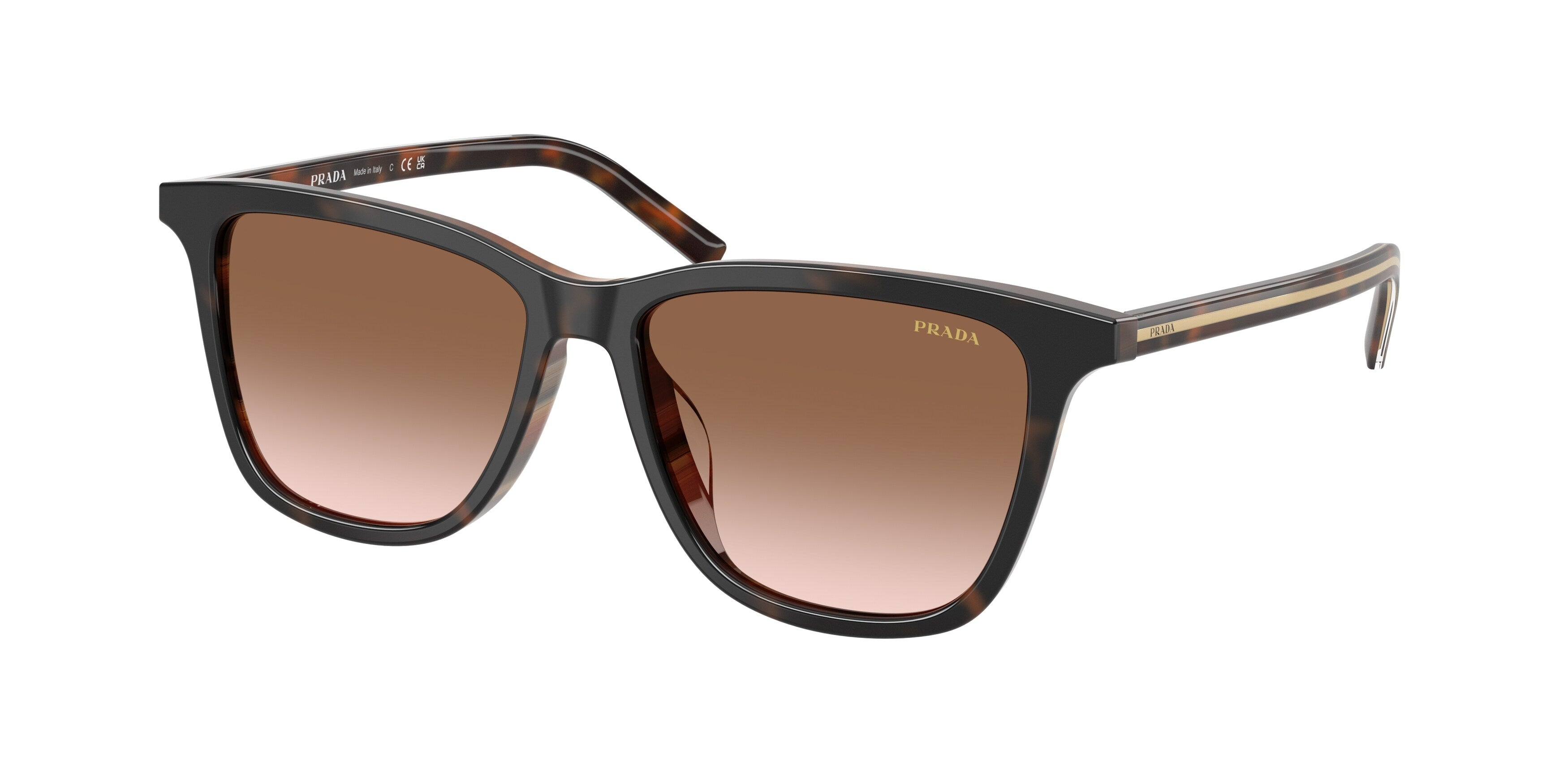 Prada Donna Prada PR D18SD 20P90P Occhiali da sole Acetato Tartaruga Marrone Squadrata Normale Sfumato Prada Donna Prada PR D18SD 20P90P Occhiali da sole Acetato Tartaruga Marrone Squadrata Normale Sfumato