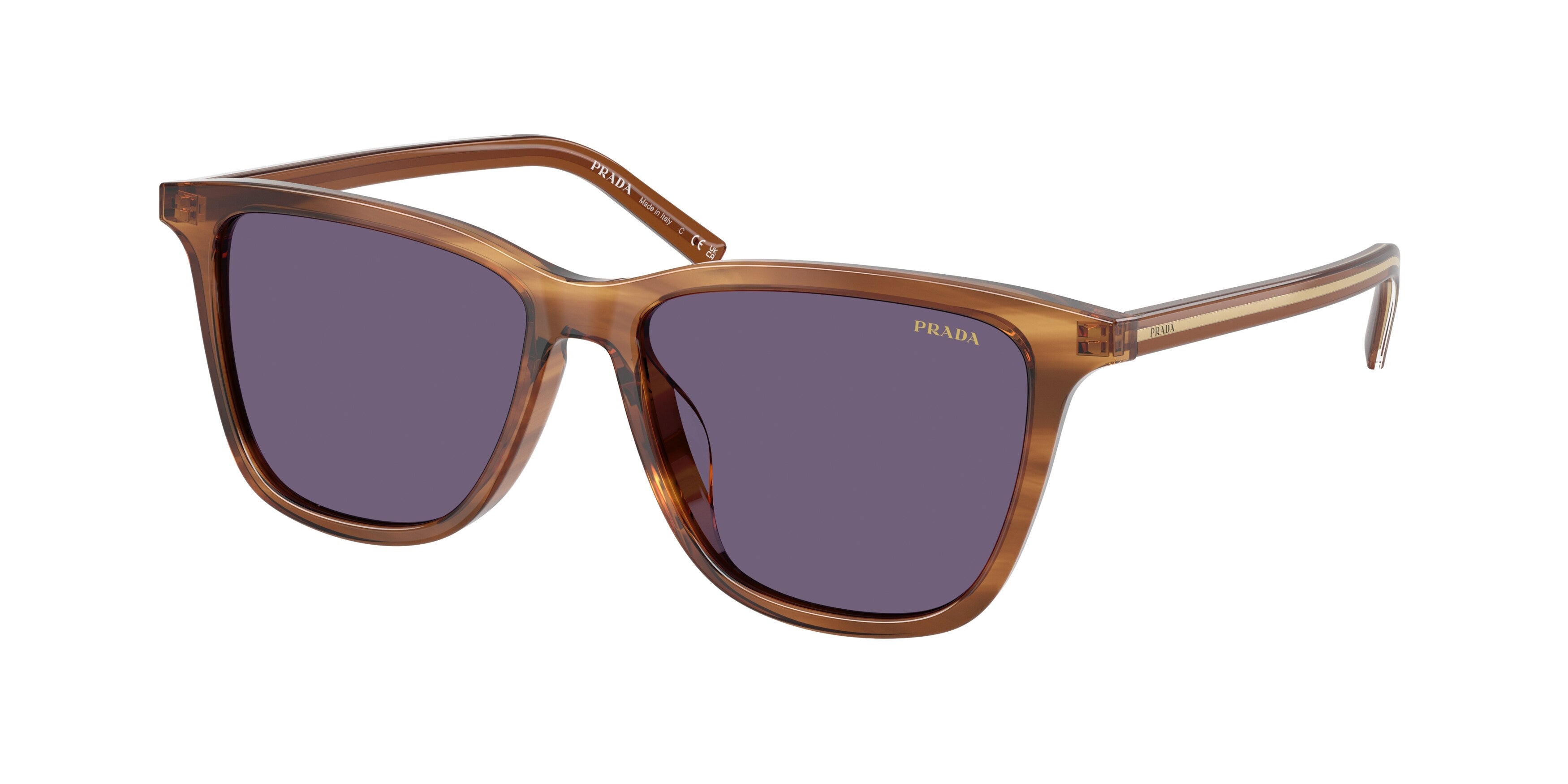 Prada Donna Prada PR D18SD 25O70W Occhiali da sole Acetato Marrone Viola Squadrata Normale