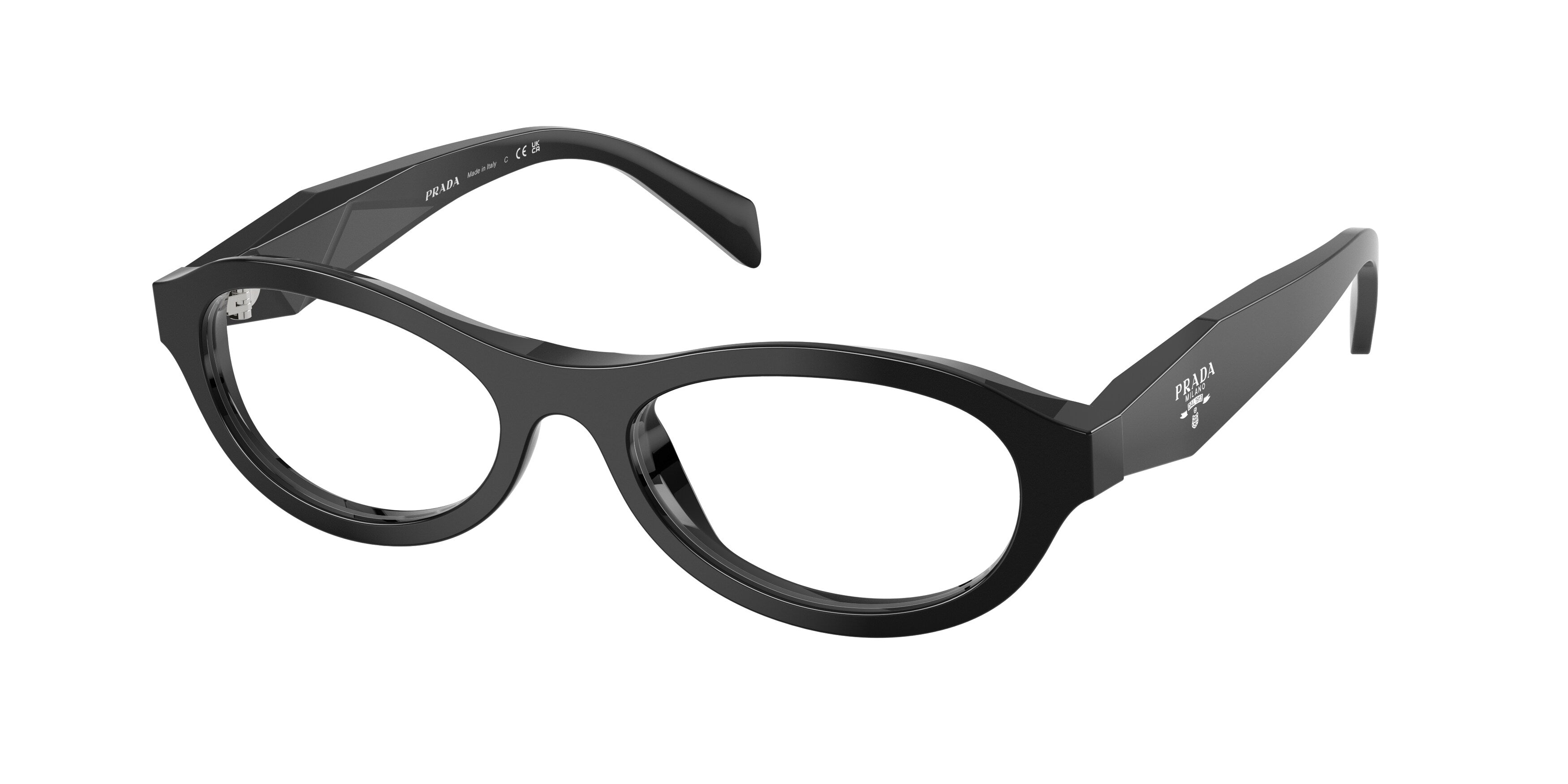 Prada Donna Prada PR D18V 16K1O1 Montature da vista Acetato Nero Trasparente Rotonda Normale