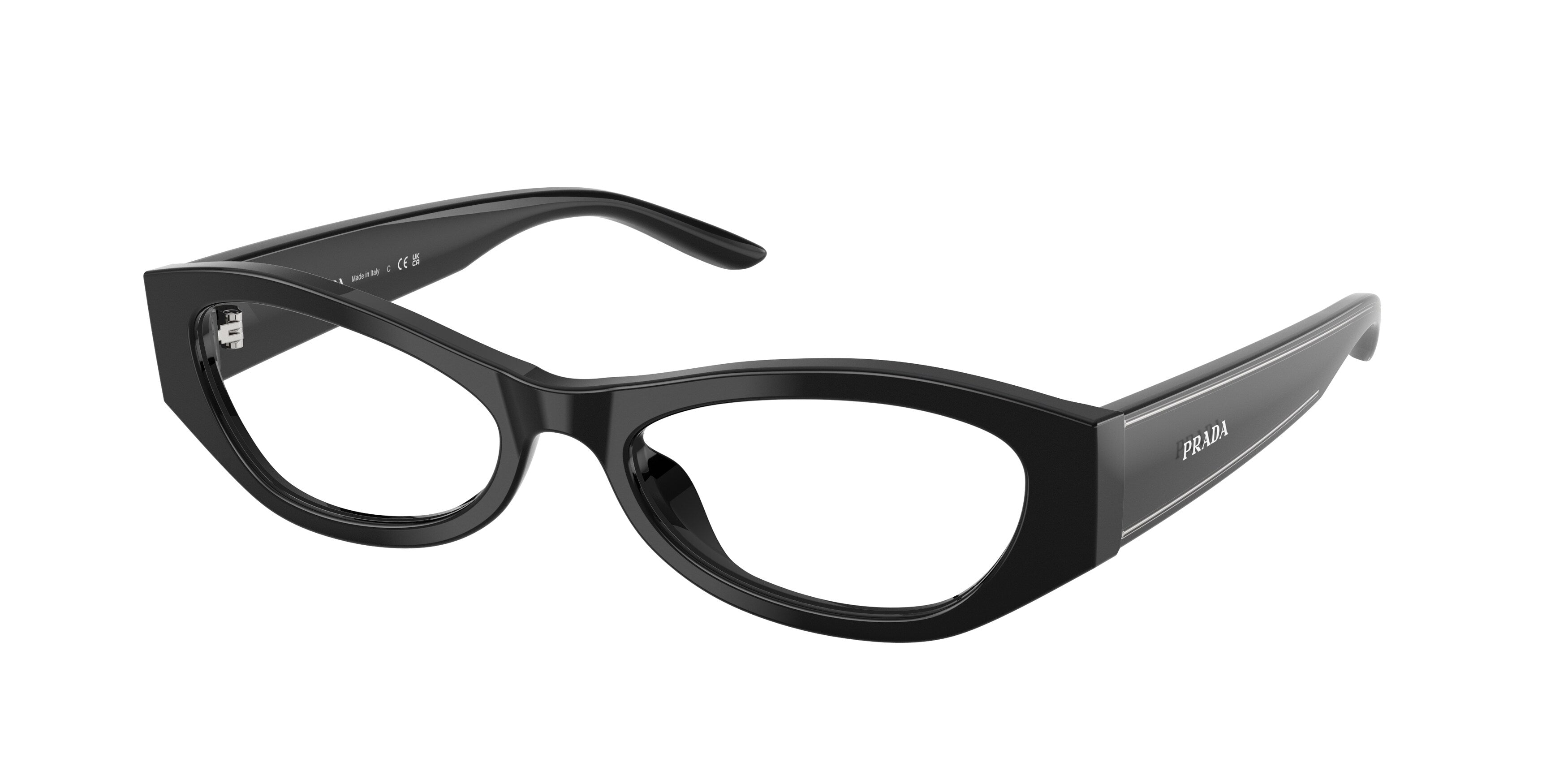 Prada Donna Prada PR D19VU 16K1O1 Montature da vista Acetato Nero Trasparente Rotonda Normale