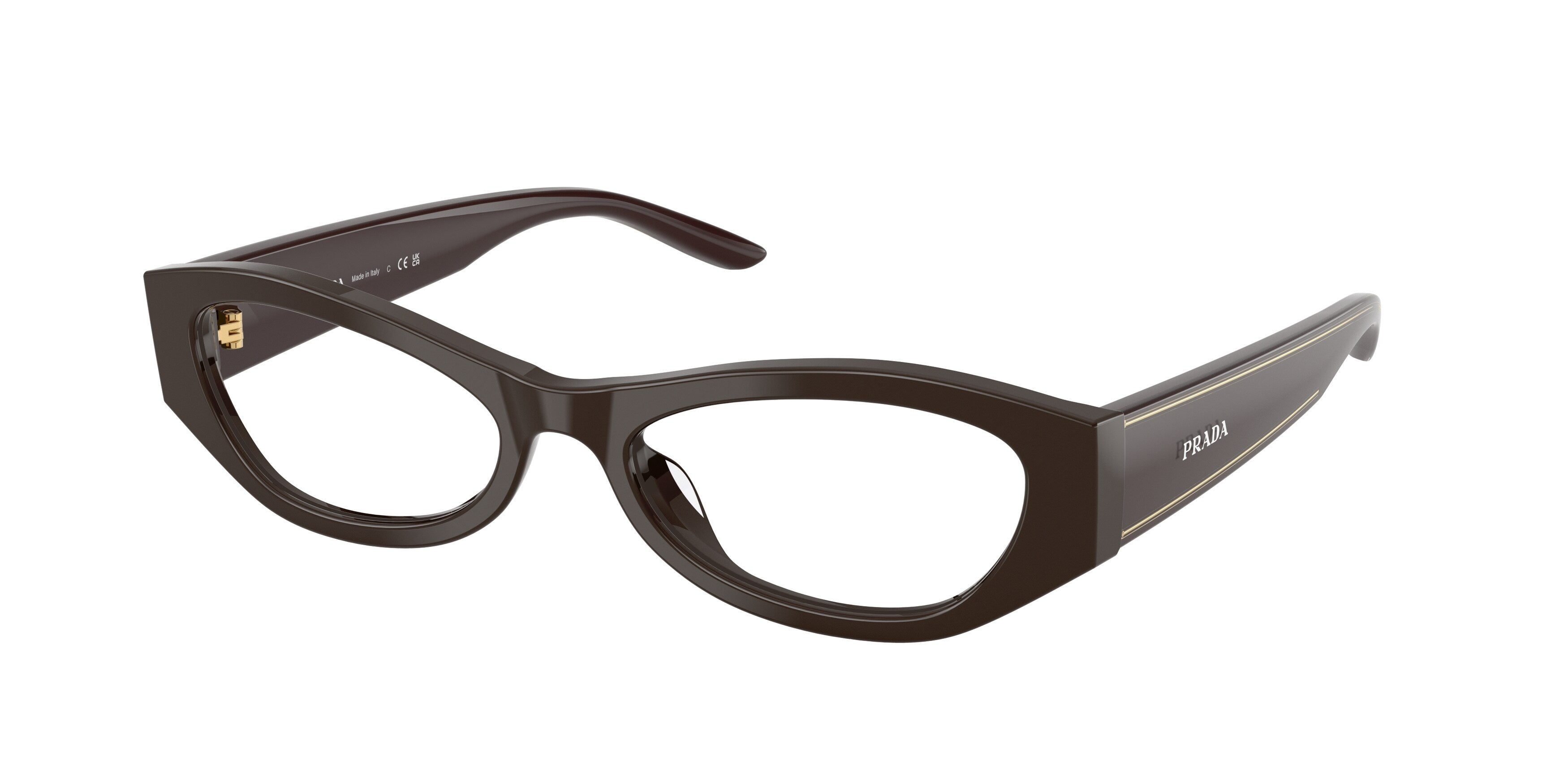 Prada Donna Prada PR D19VU 27I1O1 Montature da vista Acetato Marrone Trasparente Rotonda Normale
